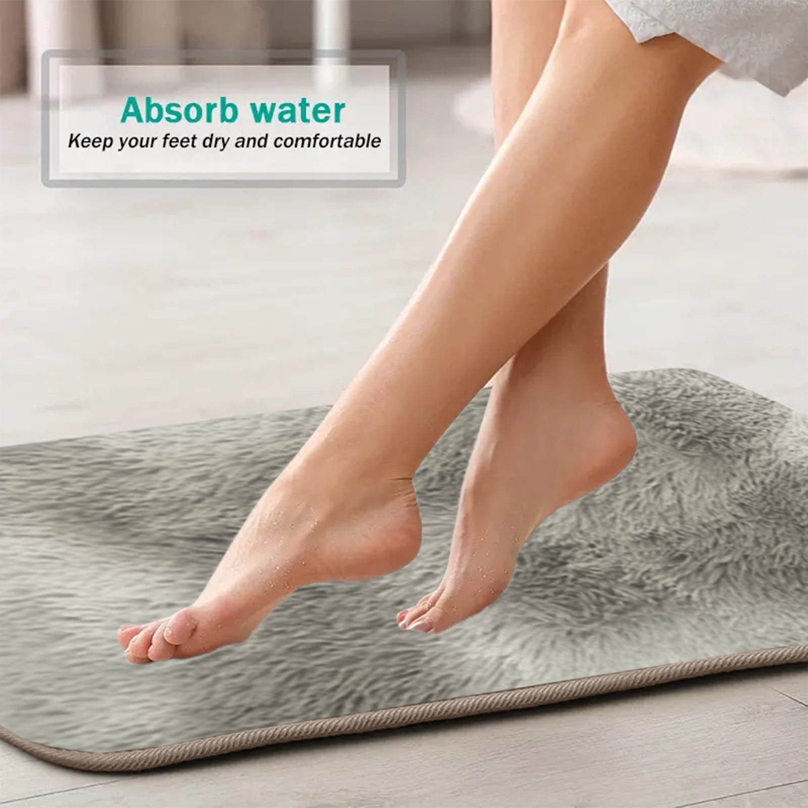 Tyidzon 5Pc Bath Mats for Bathroom, Quick-Dry Bathroom Rugs Sets Washable Non-Slip Bath Mat Ultra Soft Absorbent with U-Shaped Toilet for Bathroom, Tub, Shower, Gray 02-Gray - Image 7