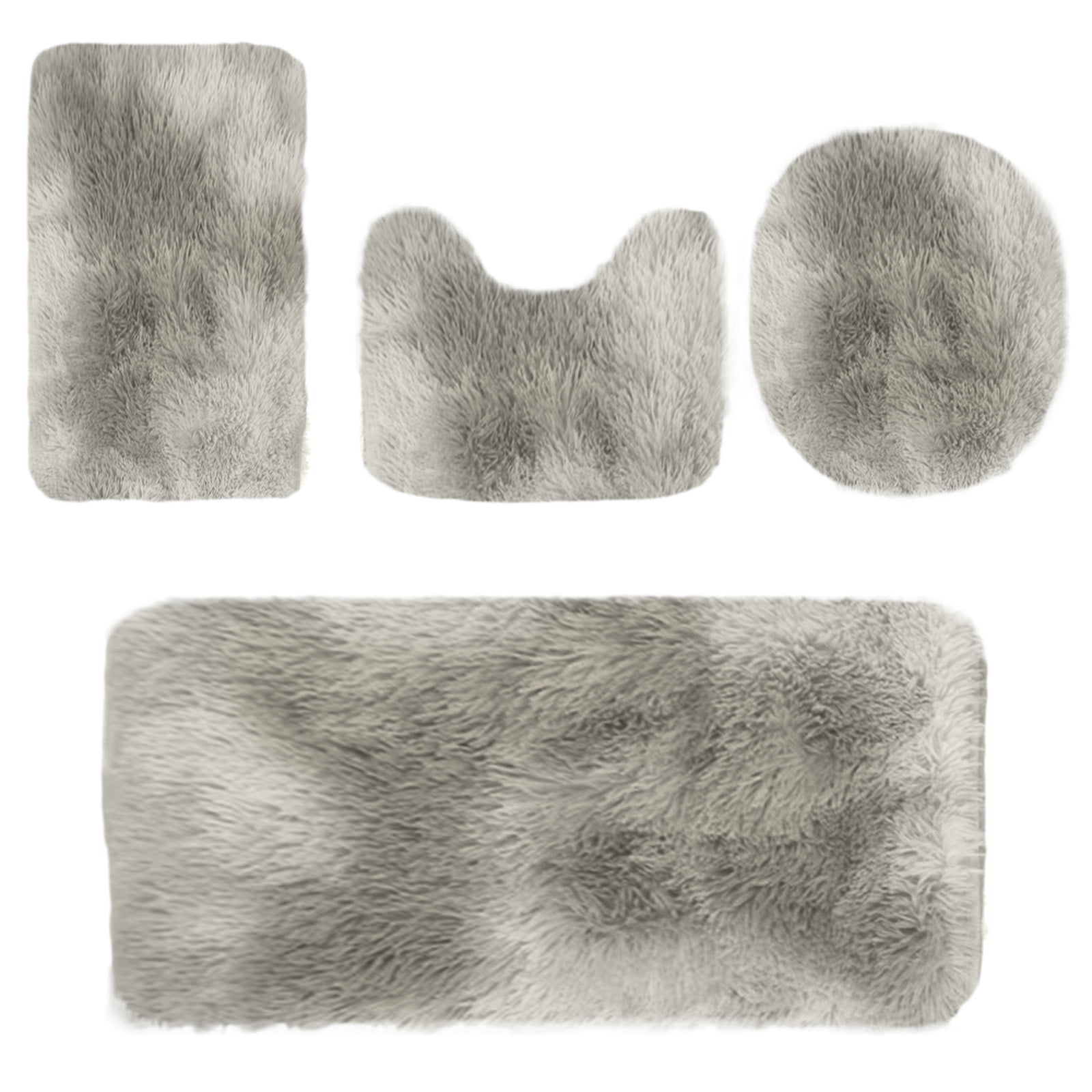 Tyidzon 5Pc Bath Mats for Bathroom, Quick-Dry Bathroom Rugs Sets Washable Non-Slip Bath Mat Ultra Soft Absorbent with U-Shaped Toilet for Bathroom, Tub, Shower, Gray 02-Gray - Image 8