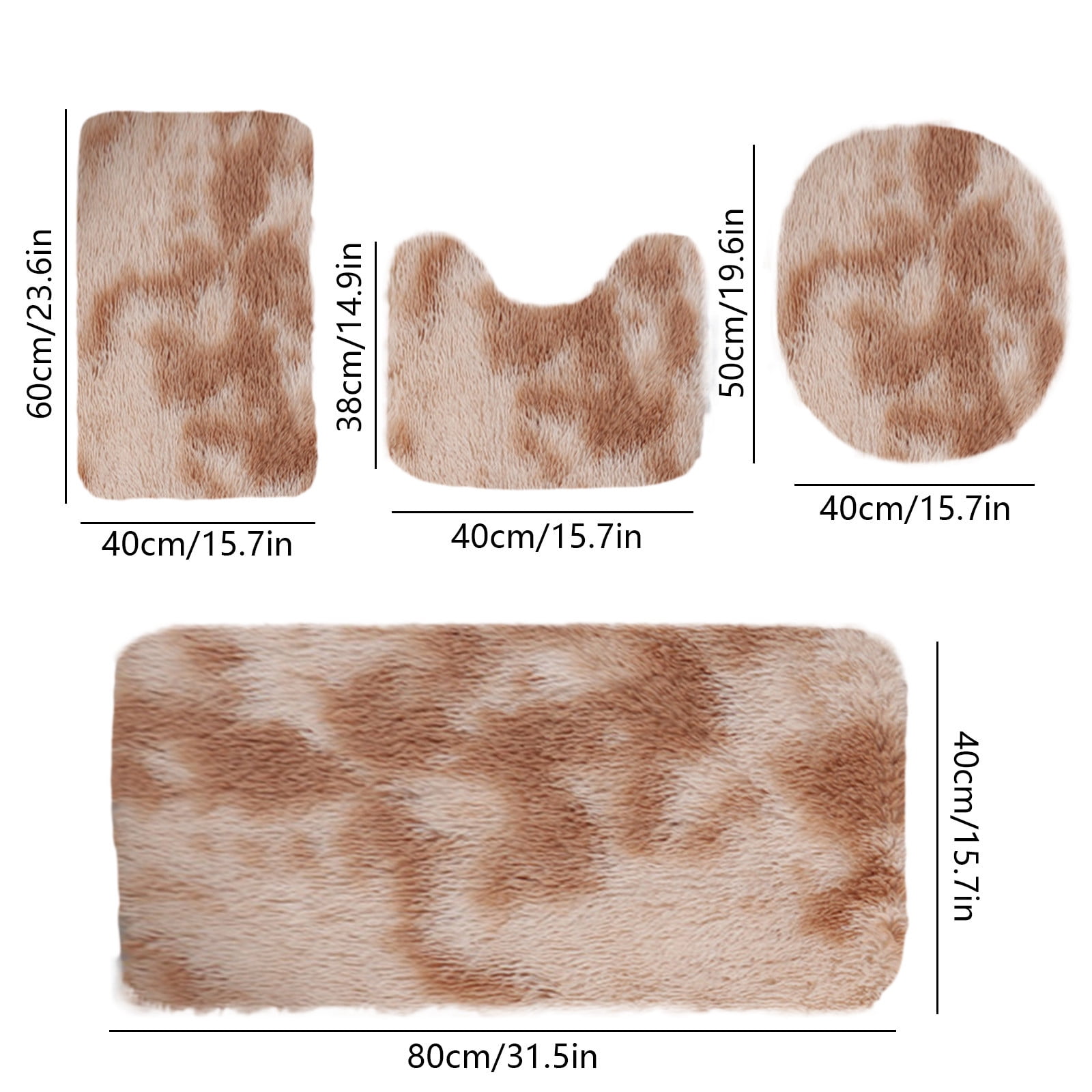 Tyidzon 5Pc Bath Mats for Bathroom, Quick-Dry Bathroom Rugs Sets Washable Non-Slip Bath Mat Ultra Soft Absorbent with U-Shaped Toilet for Bathroom, Tub, Shower, Gray 02-Khaki - Image 3