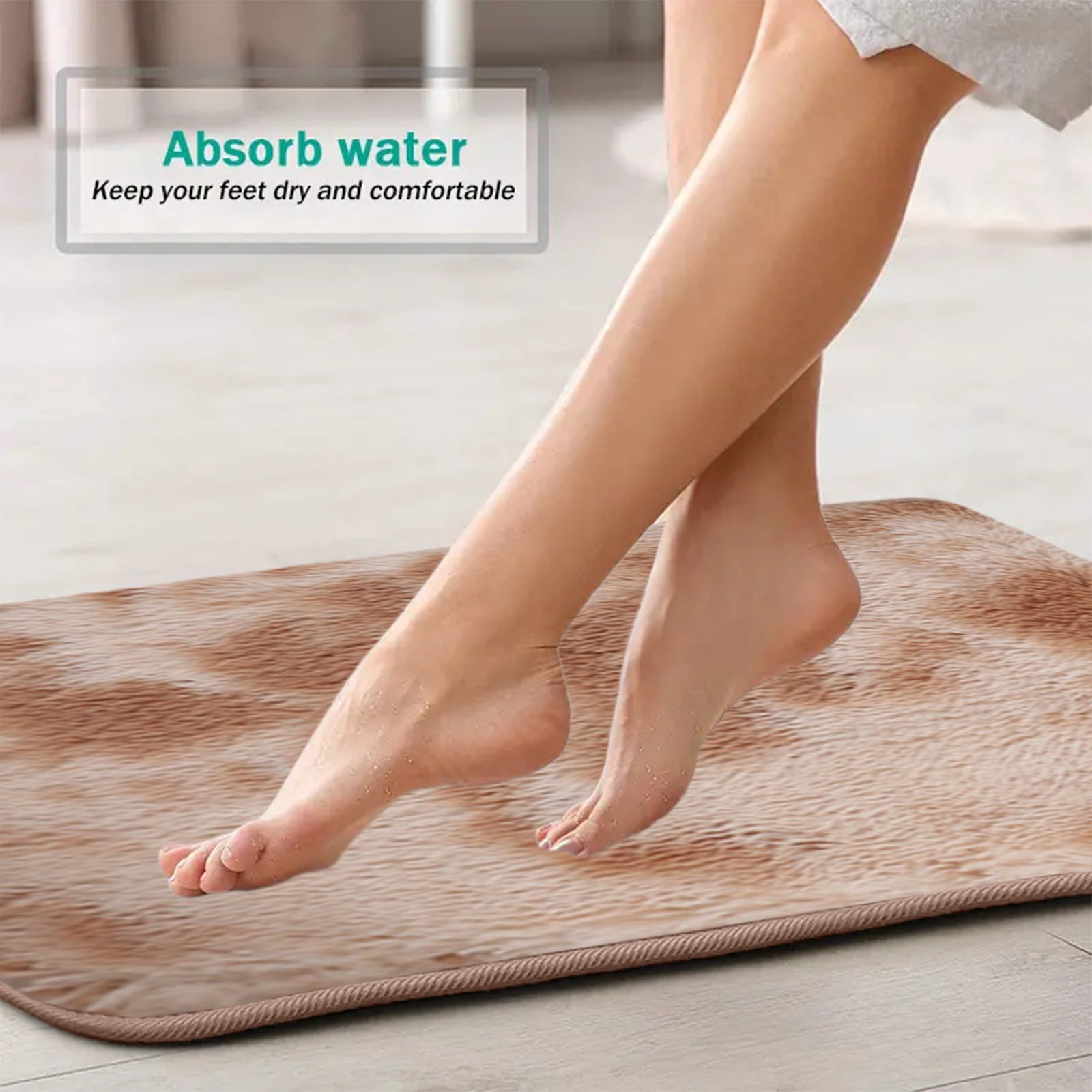 Tyidzon 5Pc Bath Mats for Bathroom, Quick-Dry Bathroom Rugs Sets Washable Non-Slip Bath Mat Ultra Soft Absorbent with U-Shaped Toilet for Bathroom, Tub, Shower, Gray 02-Khaki - Image 7