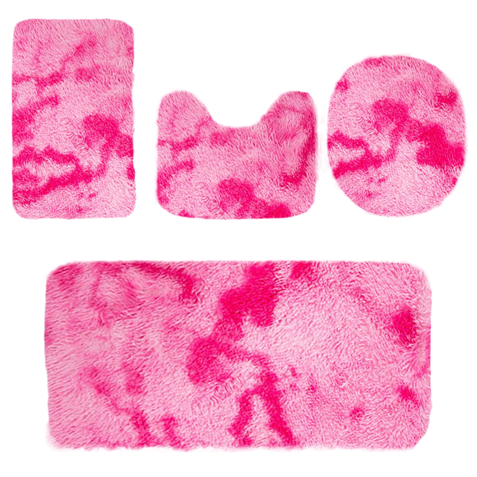 Tyidzon 5Pc Bath Mats for Bathroom, Quick-Dry Bathroom Rugs Sets Washable Non-Slip Bath Mat Ultra Soft Absorbent with U-Shaped Toilet for Bathroom, Tub, Shower, Gray 02-Pink - Image 8