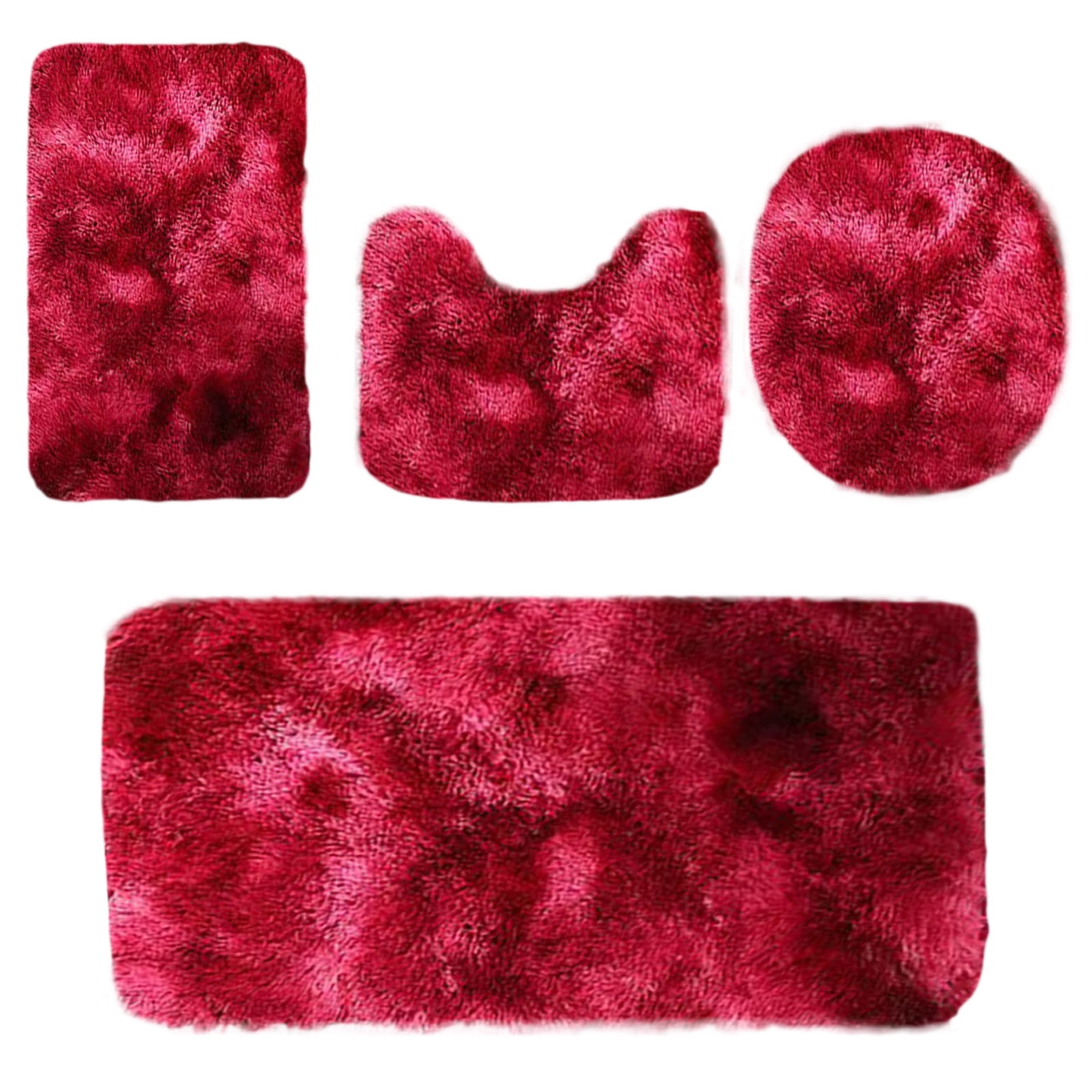 Tyidzon 5Pc Bath Mats for Bathroom, Quick-Dry Bathroom Rugs Sets Washable Non-Slip Bath Mat Ultra Soft Absorbent with U-Shaped Toilet for Bathroom, Tub, Shower, Gray 02-Red - Image 8