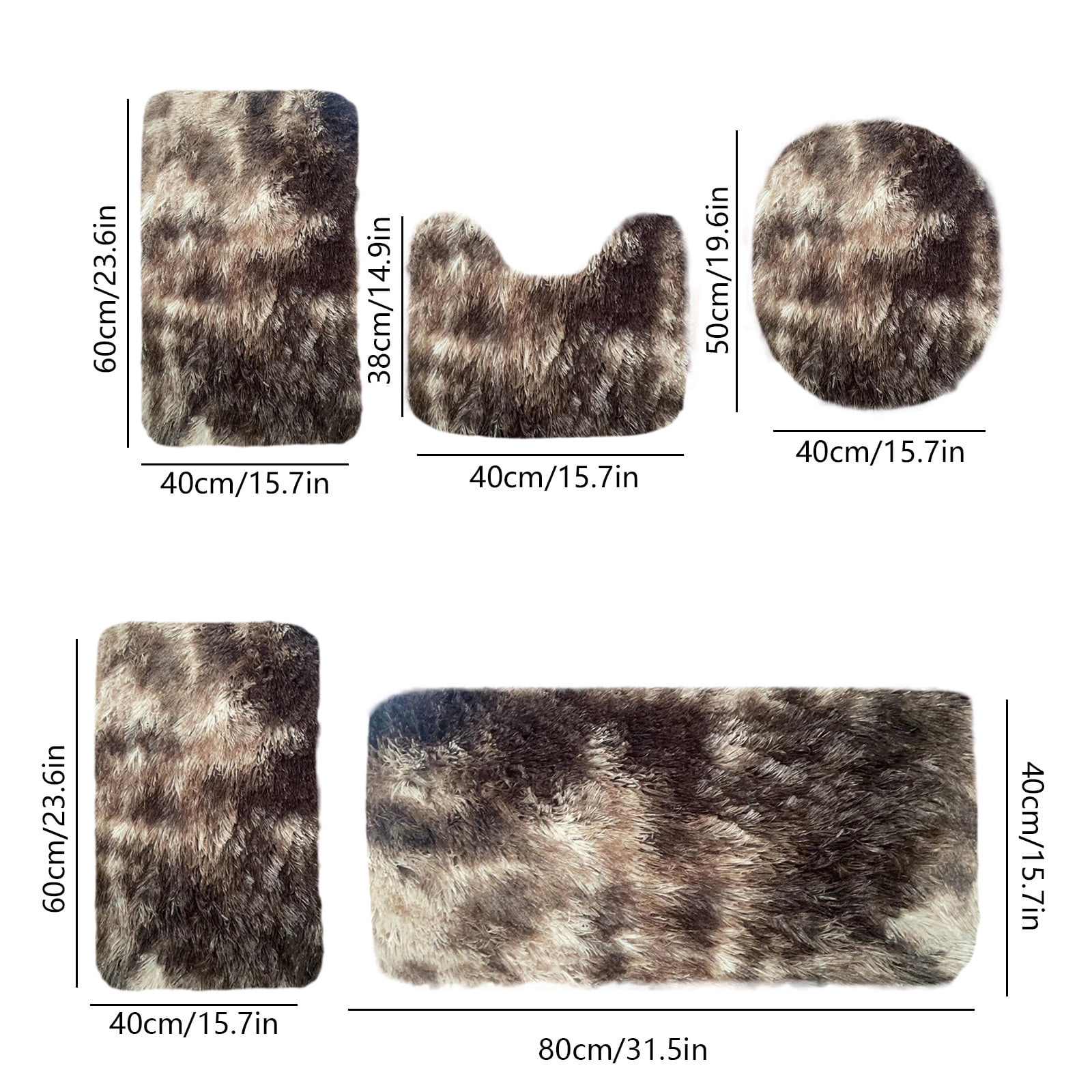 Tyidzon 5Pc Bath Mats for Bathroom, Quick-Dry Bathroom Rugs Sets Washable Non-Slip Bath Mat Ultra Soft Absorbent with U-Shaped Toilet for Bathroom, Tub, Shower, Gray 03-Brown - Image 3