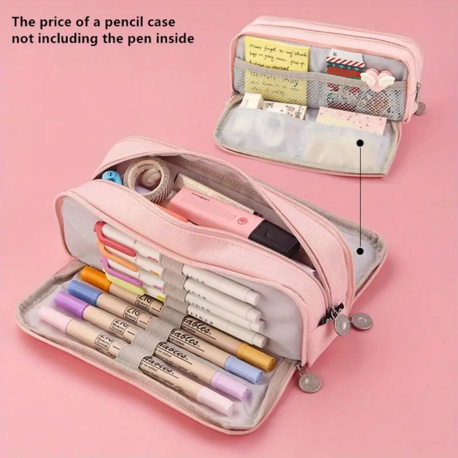PALIFEUR Pencil Case Large Capacity Pencil Pouch, Multi-layer Aesthetic Pen Bag, Sturdy Multifunctional Pencil Bag, Pencil Box, Sky Blue Pink - Image 2
