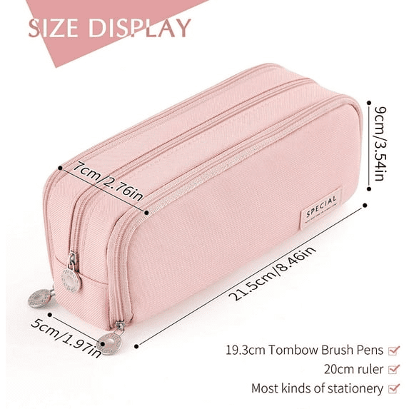 PALIFEUR Pencil Case Large Capacity Pencil Pouch, Multi-layer Aesthetic Pen Bag, Sturdy Multifunctional Pencil Bag, Pencil Box, Sky Blue Pink - Image 3