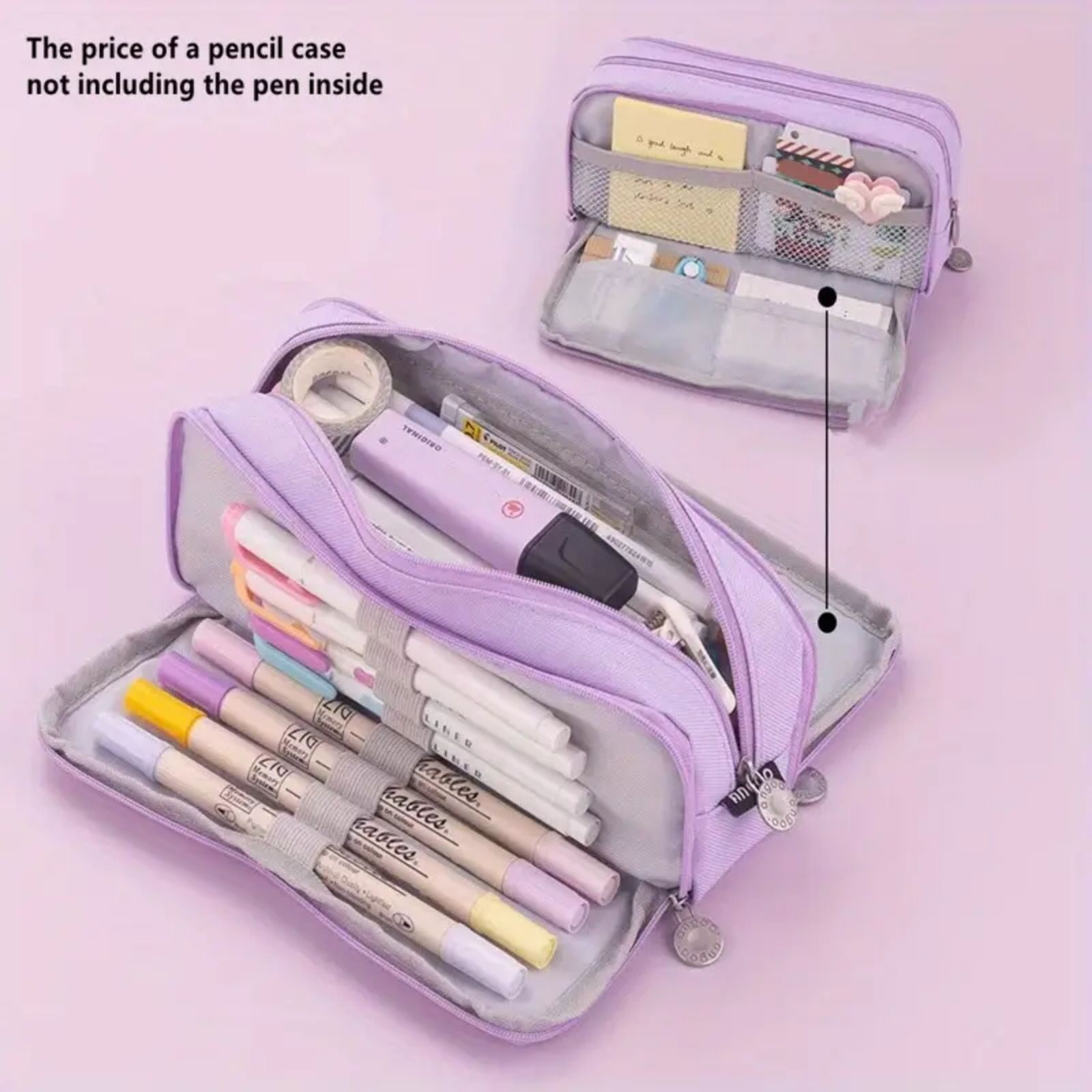 PALIFEUR Pencil Case Large Capacity Pencil Pouch, Multi-layer Aesthetic Pen Bag, Sturdy Multifunctional Pencil Bag, Pencil Box, Sky Blue Purple - Image 2
