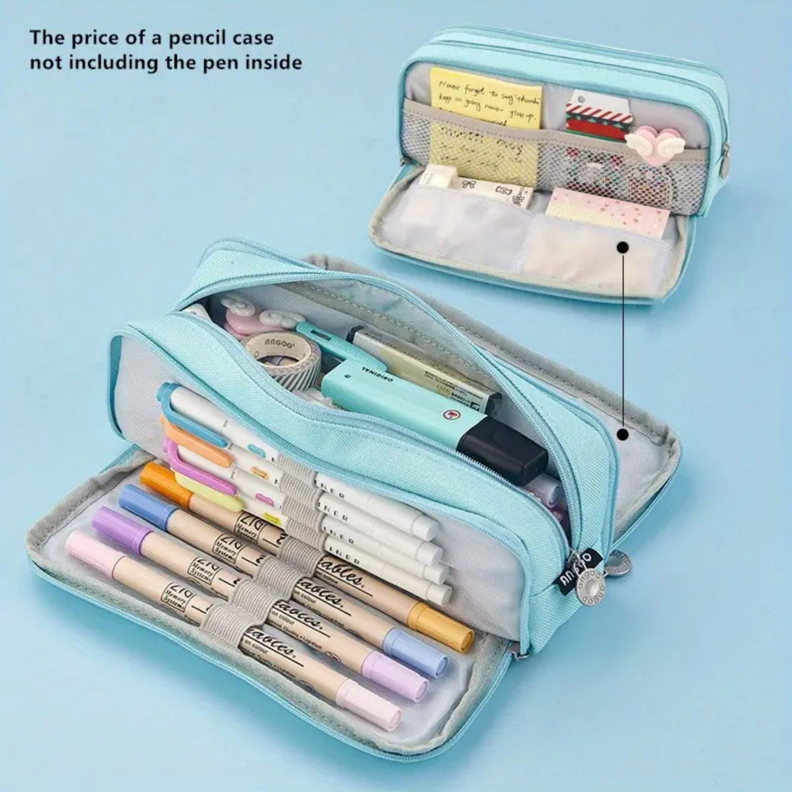 PALIFEUR Pencil Case Large Capacity Pencil Pouch, Multi-layer Aesthetic Pen Bag, Sturdy Multifunctional Pencil Bag, Pencil Box Sky Blue - Image 2