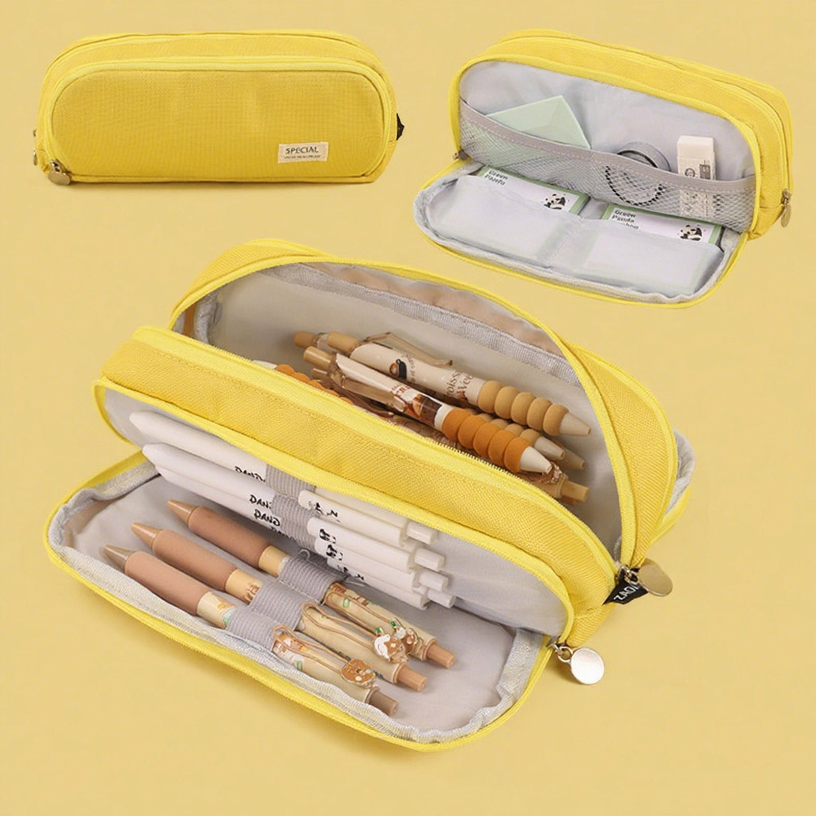 PALIFEUR Pencil Case Large Capacity Pencil Pouch, Multi-layer Aesthetic Pen Bag, Sturdy Multifunctional Pencil Bag, Pencil Box, Sky Blue Yellow - Image 2