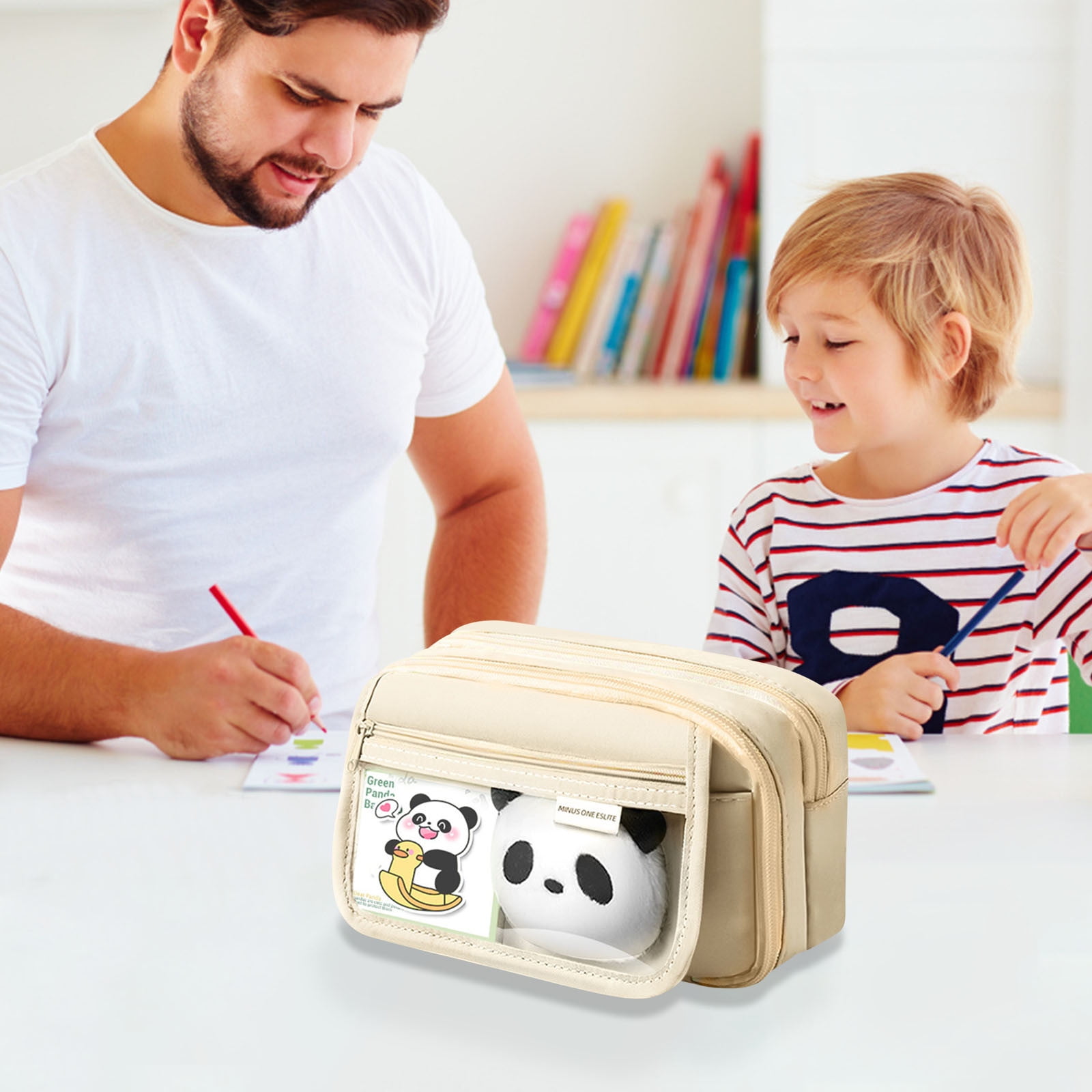 PALIFEUR Pencil Case Large Capacity Pencil Pouch, Multi-layer Aesthetic Pen Bag, Sturdy Multifunctional Pencil Bag, Pencil Box, Sky Blue Z-1-Beige - Image 4