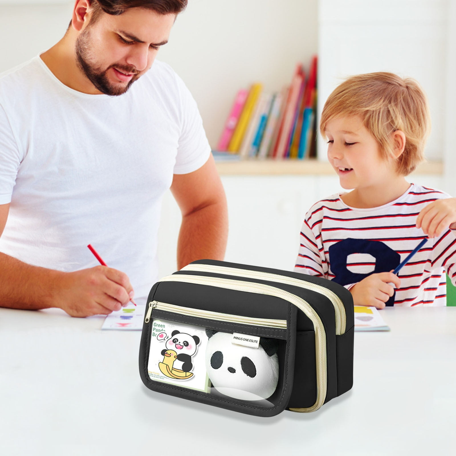 PALIFEUR Pencil Case Large Capacity Pencil Pouch, Multi-layer Aesthetic Pen Bag, Sturdy Multifunctional Pencil Bag, Pencil Box, Sky Blue Z-1-Black - Image 4