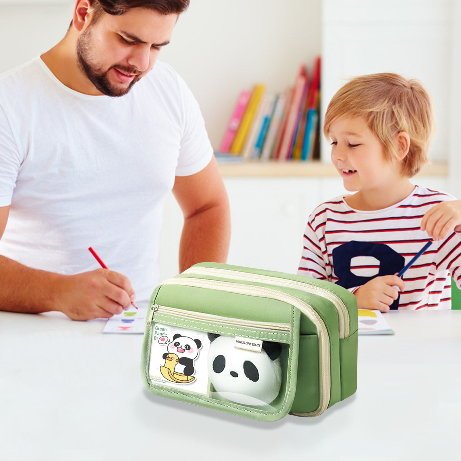 PALIFEUR Pencil Case Large Capacity Pencil Pouch, Multi-layer Aesthetic Pen Bag, Sturdy Multifunctional Pencil Bag, Pencil Box, Sky Blue Z-1-Green - Image 4