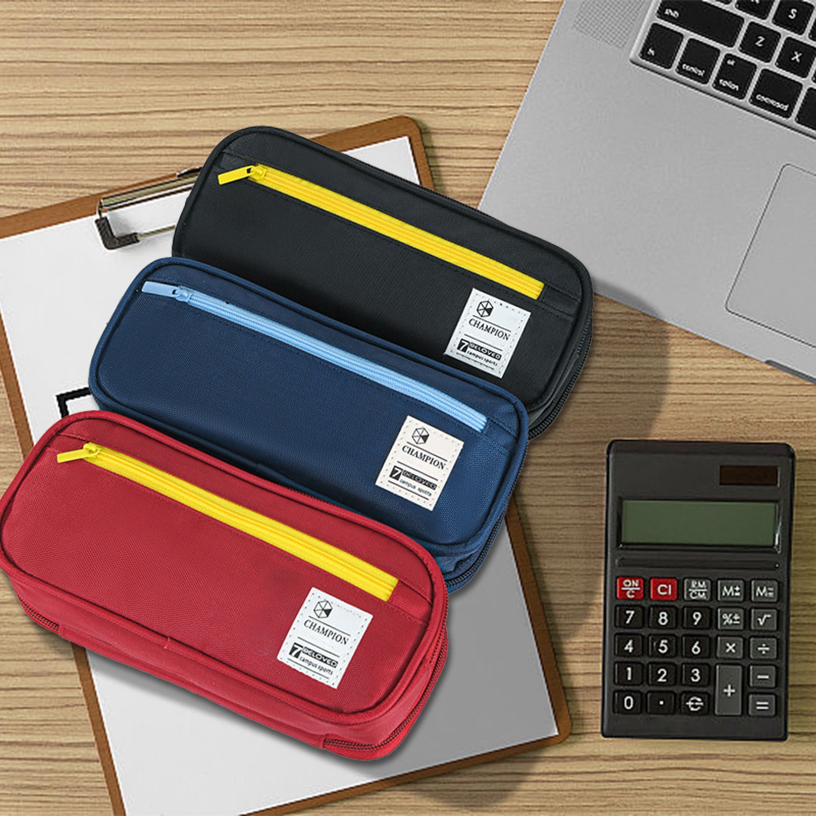 PALIFEUR Pencil Case Large Capacity Pencil Pouch, Multi-layer Aesthetic Pen Bag, Sturdy Multifunctional Pencil Bag, Pencil Box, Sky Blue Z-2-Red - Image 4