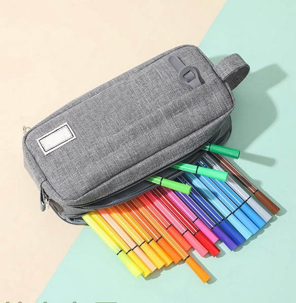 PALIFEUR Pencil Case Large Capacity Pencil Pouch, Multi-layer Aesthetic Pen Bag, Sturdy Multifunctional Pencil Bag, Pencil Box, Sky Blue Z-3-Gray - Image 5