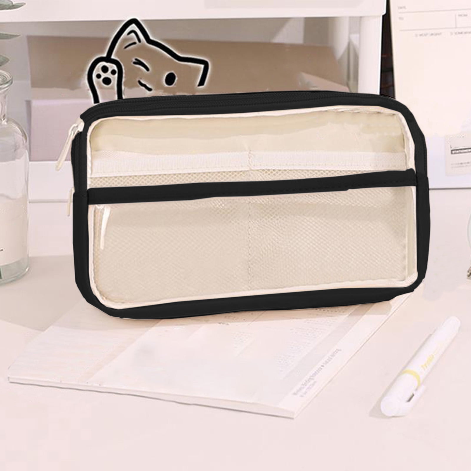 PALIFEUR Pencil Case Large Capacity Pencil Pouch, Multi-layer Aesthetic Pen Bag, Sturdy Multifunctional Pencil Bag, Pencil Box, Sky Blue Z-4-Black - Image 5