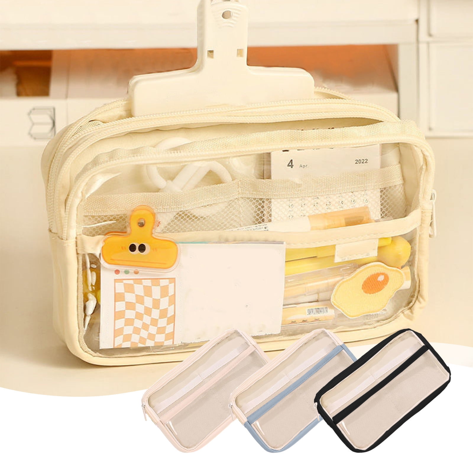 PALIFEUR Pencil Case Large Capacity Pencil Pouch, Multi-layer Aesthetic Pen Bag, Sturdy Multifunctional Pencil Bag, Pencil Box, Sky Blue Z-4-Black - Image 8