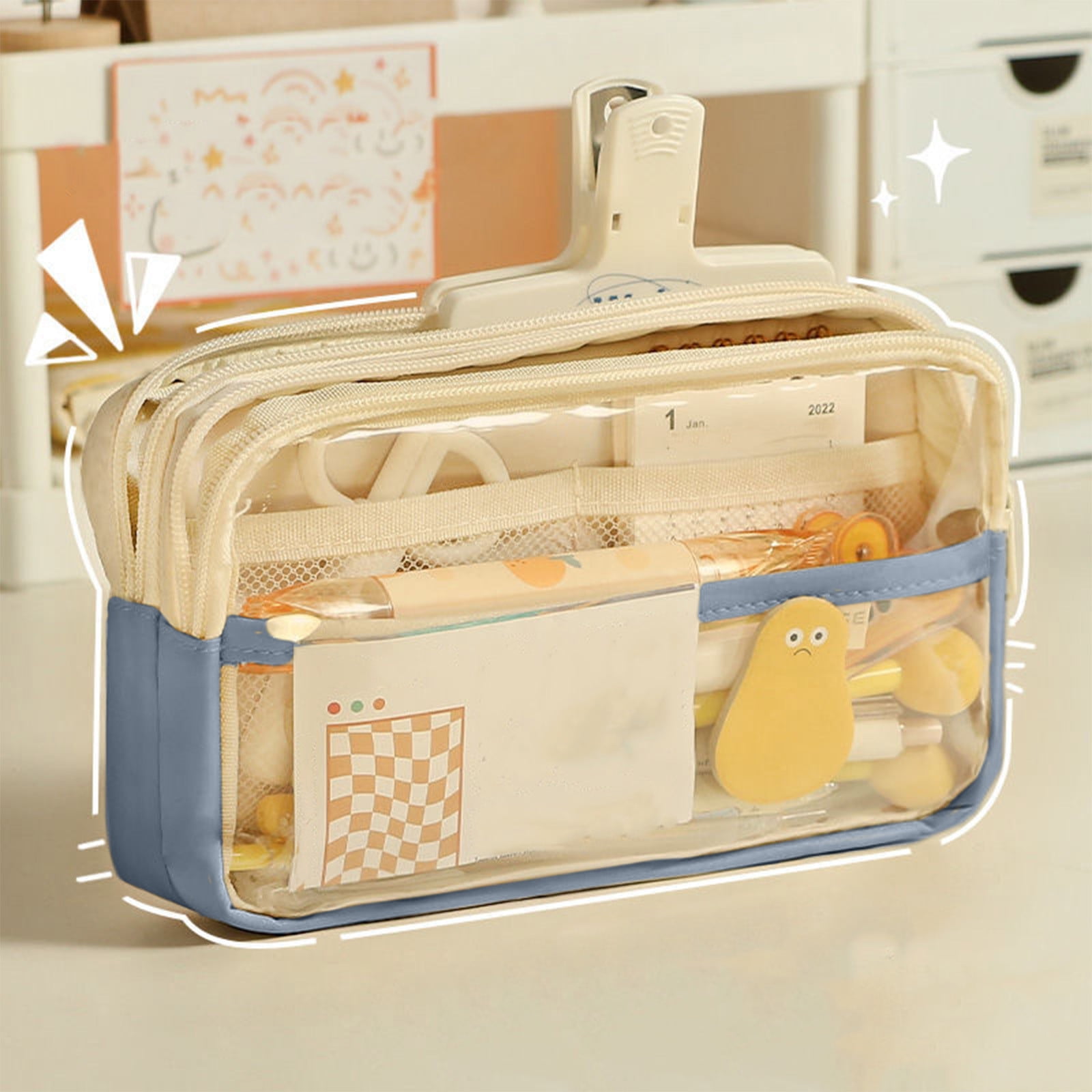 PALIFEUR Pencil Case Large Capacity Pencil Pouch, Multi-layer Aesthetic Pen Bag, Sturdy Multifunctional Pencil Bag, Pencil Box, Sky Blue Z-4-Blue - Image 1