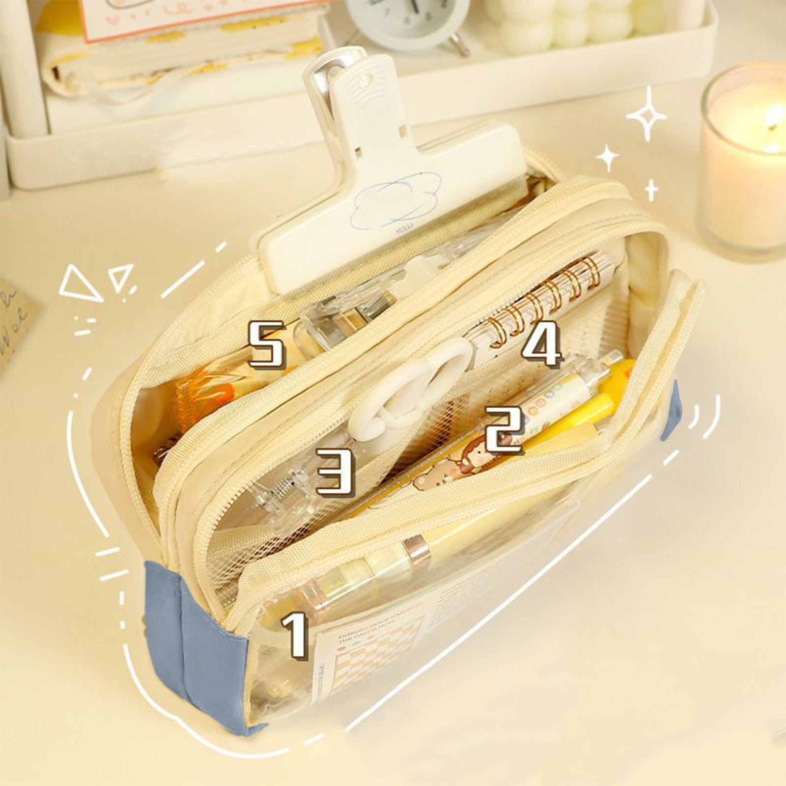 PALIFEUR Pencil Case Large Capacity Pencil Pouch, Multi-layer Aesthetic Pen Bag, Sturdy Multifunctional Pencil Bag, Pencil Box, Sky Blue Z-4-Blue - Image 4