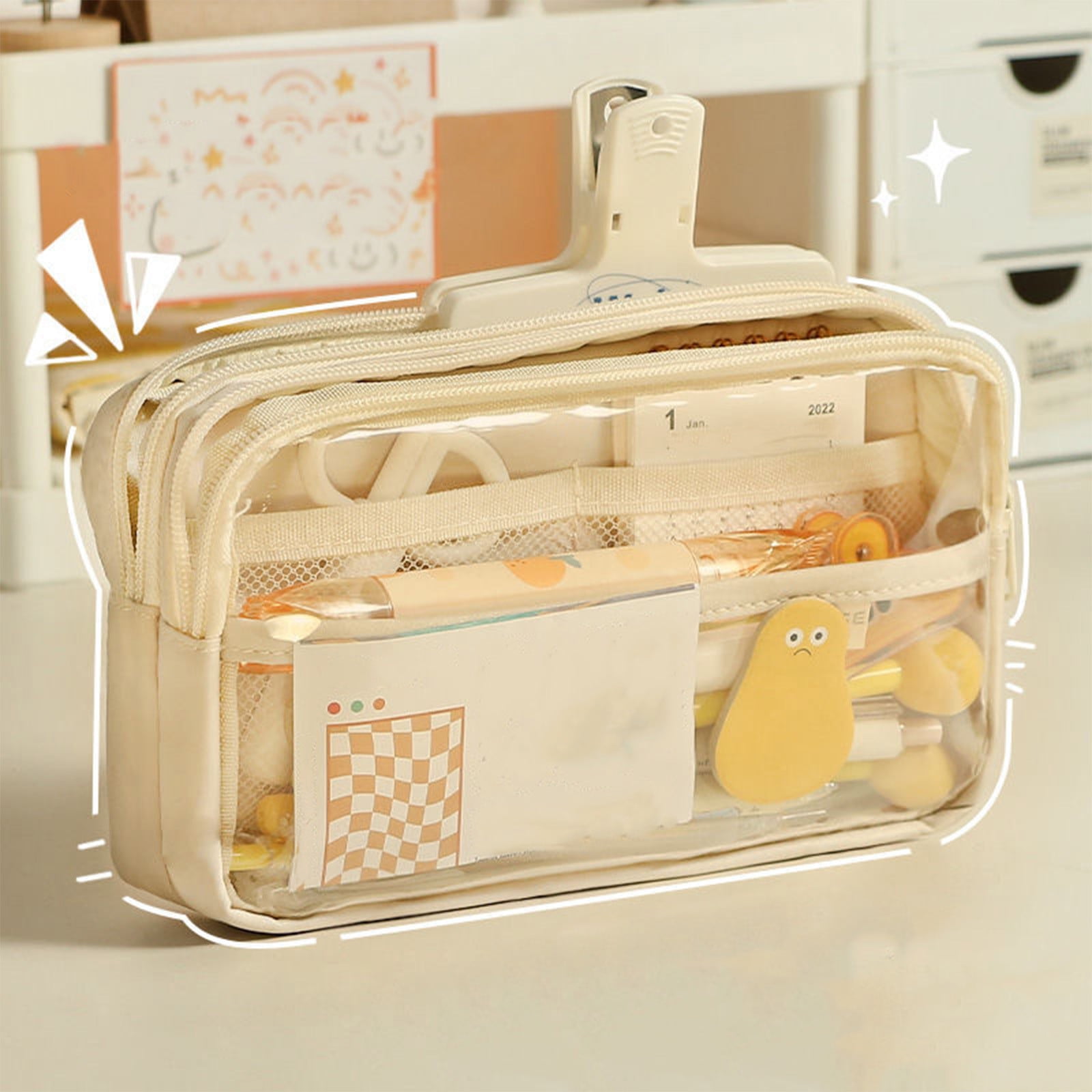 PALIFEUR Pencil Case Large Capacity Pencil Pouch, Multi-layer Aesthetic Pen Bag, Sturdy Multifunctional Pencil Bag, Pencil Box, Sky Blue Z-4-White - Image 1