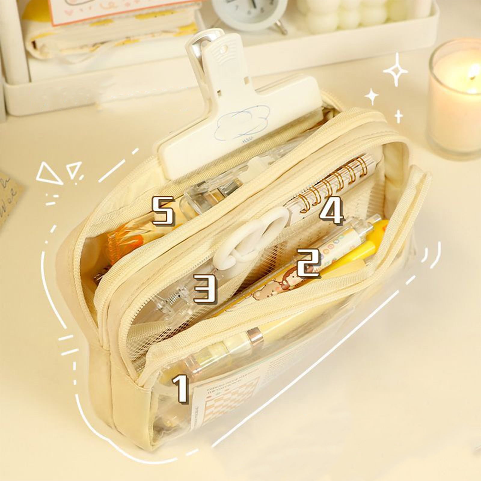 PALIFEUR Pencil Case Large Capacity Pencil Pouch, Multi-layer Aesthetic Pen Bag, Sturdy Multifunctional Pencil Bag, Pencil Box, Sky Blue Z-4-White - Image 4