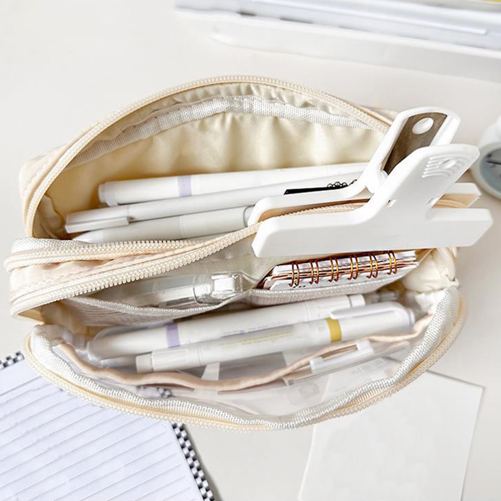 PALIFEUR Pencil Case Large Capacity Pencil Pouch, Multi-layer Aesthetic Pen Bag, Sturdy Multifunctional Pencil Bag, Pencil Box, Sky Blue Z-4-White - Image 6