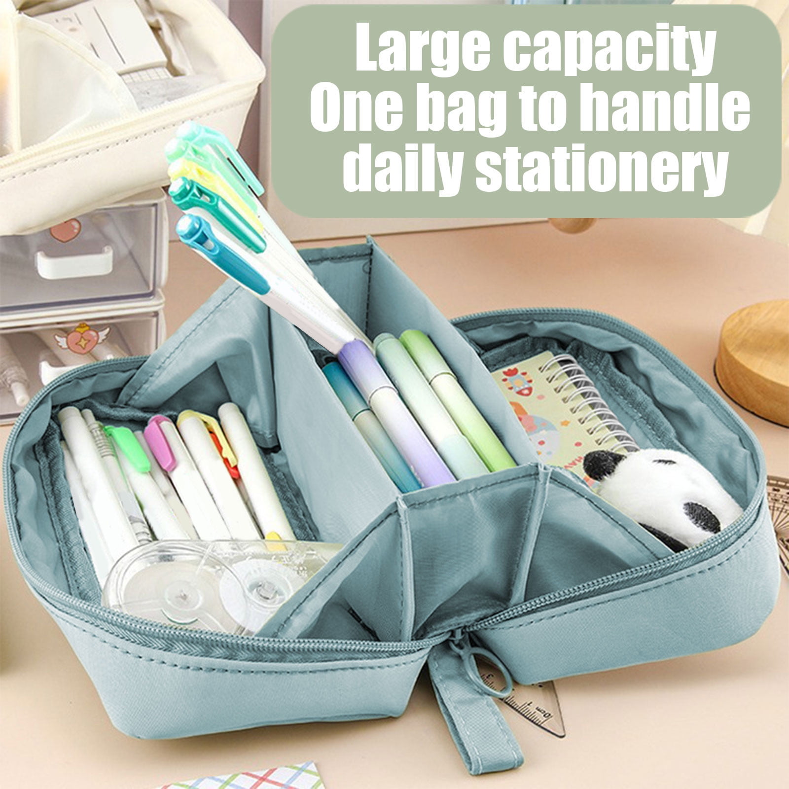 PALIFEUR Pencil Case Large Capacity Pencil Pouch, Multi-layer Aesthetic Pen Bag, Sturdy Multifunctional Pencil Bag, Pencil Box, Sky Blue Z-5-Blue - Image 5