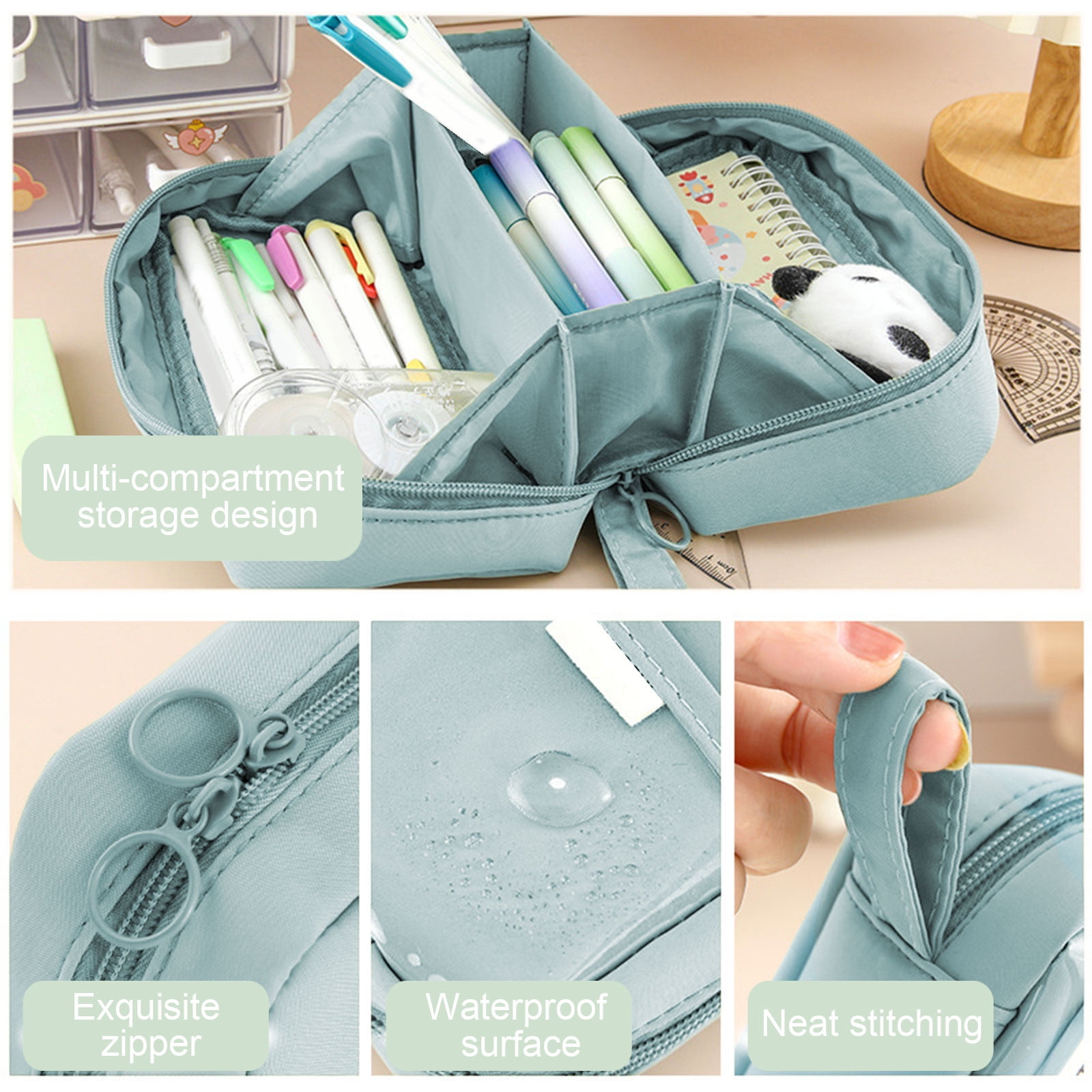 PALIFEUR Pencil Case Large Capacity Pencil Pouch, Multi-layer Aesthetic Pen Bag, Sturdy Multifunctional Pencil Bag, Pencil Box, Sky Blue Z-5-Blue - Image 6