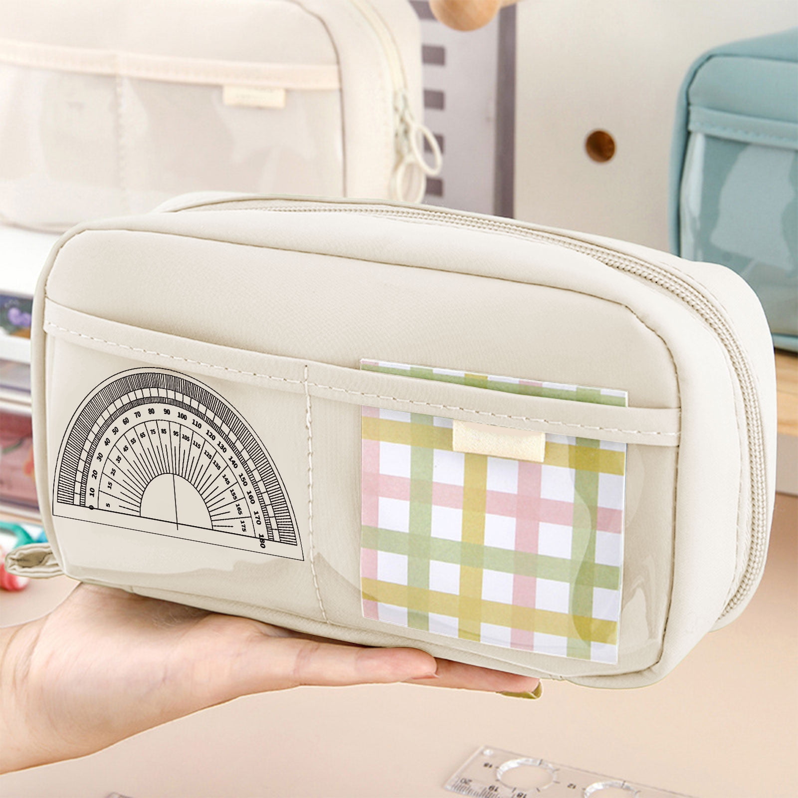 PALIFEUR Pencil Case Large Capacity Pencil Pouch, Multi-layer Aesthetic Pen Bag, Sturdy Multifunctional Pencil Bag, Pencil Box, Sky Blue Z-5-White - Image 1