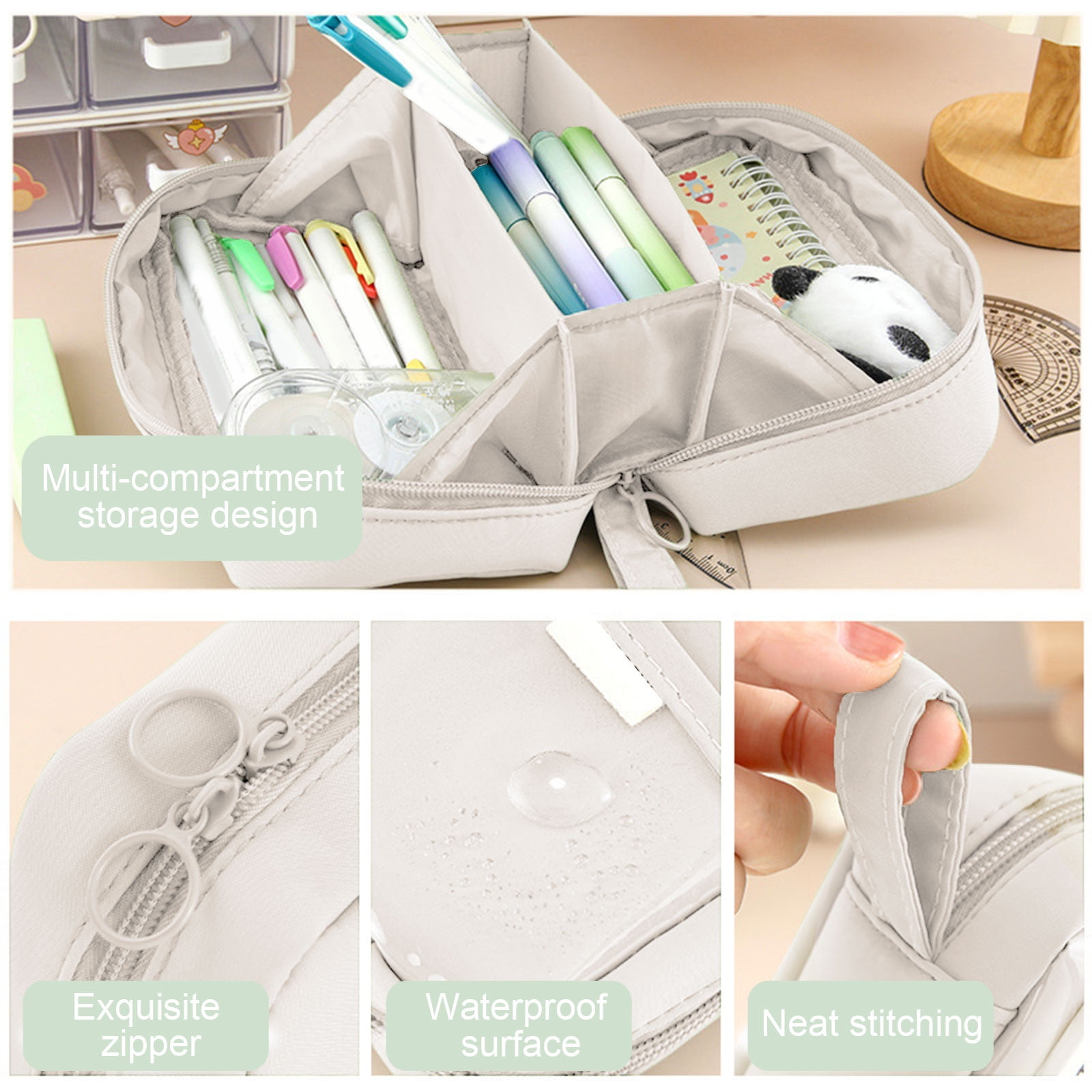 PALIFEUR Pencil Case Large Capacity Pencil Pouch, Multi-layer Aesthetic Pen Bag, Sturdy Multifunctional Pencil Bag, Pencil Box, Sky Blue Z-5-White - Image 6