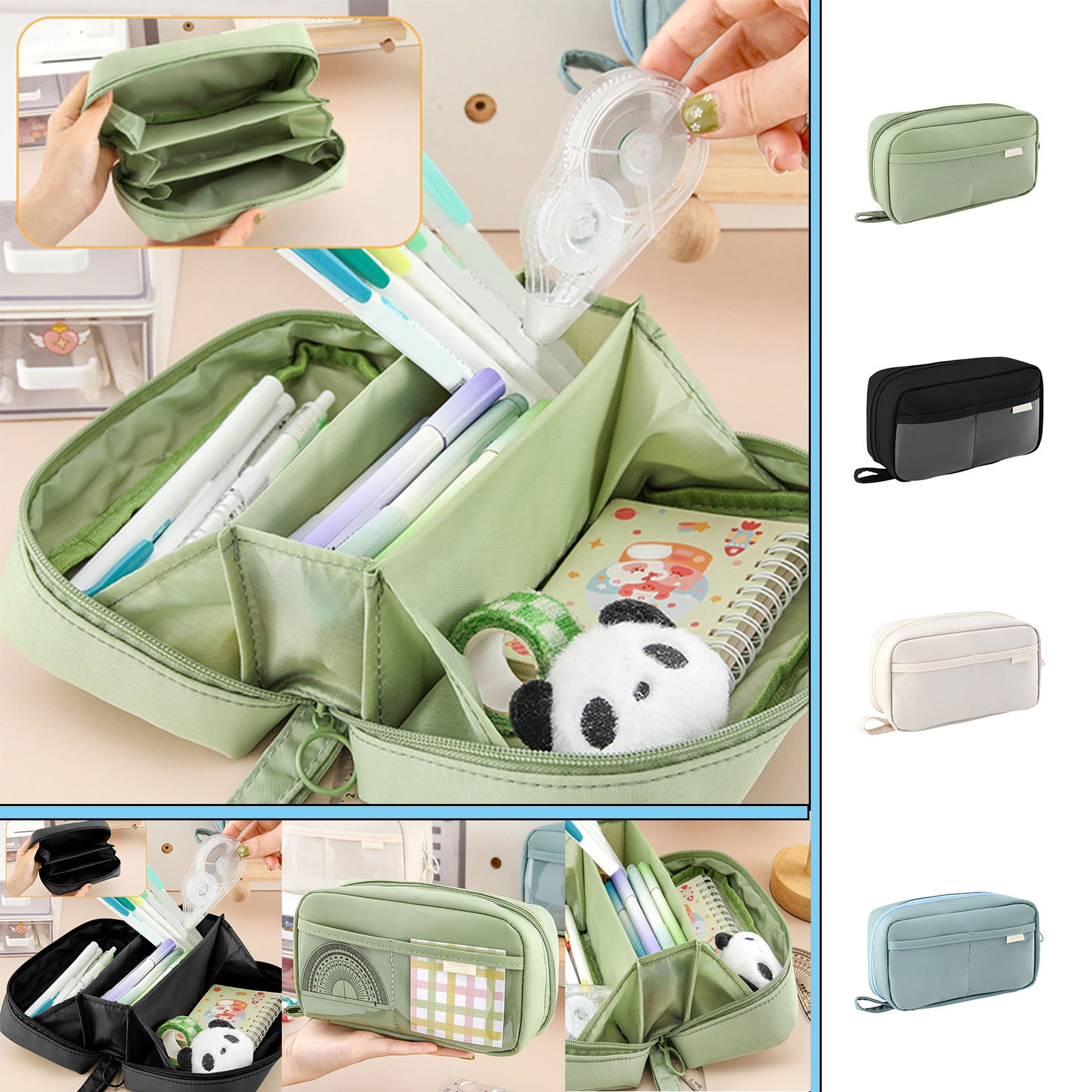 PALIFEUR Pencil Case Large Capacity Pencil Pouch, Multi-layer Aesthetic Pen Bag, Sturdy Multifunctional Pencil Bag, Pencil Box, Sky Blue Z-5-White - Image 7