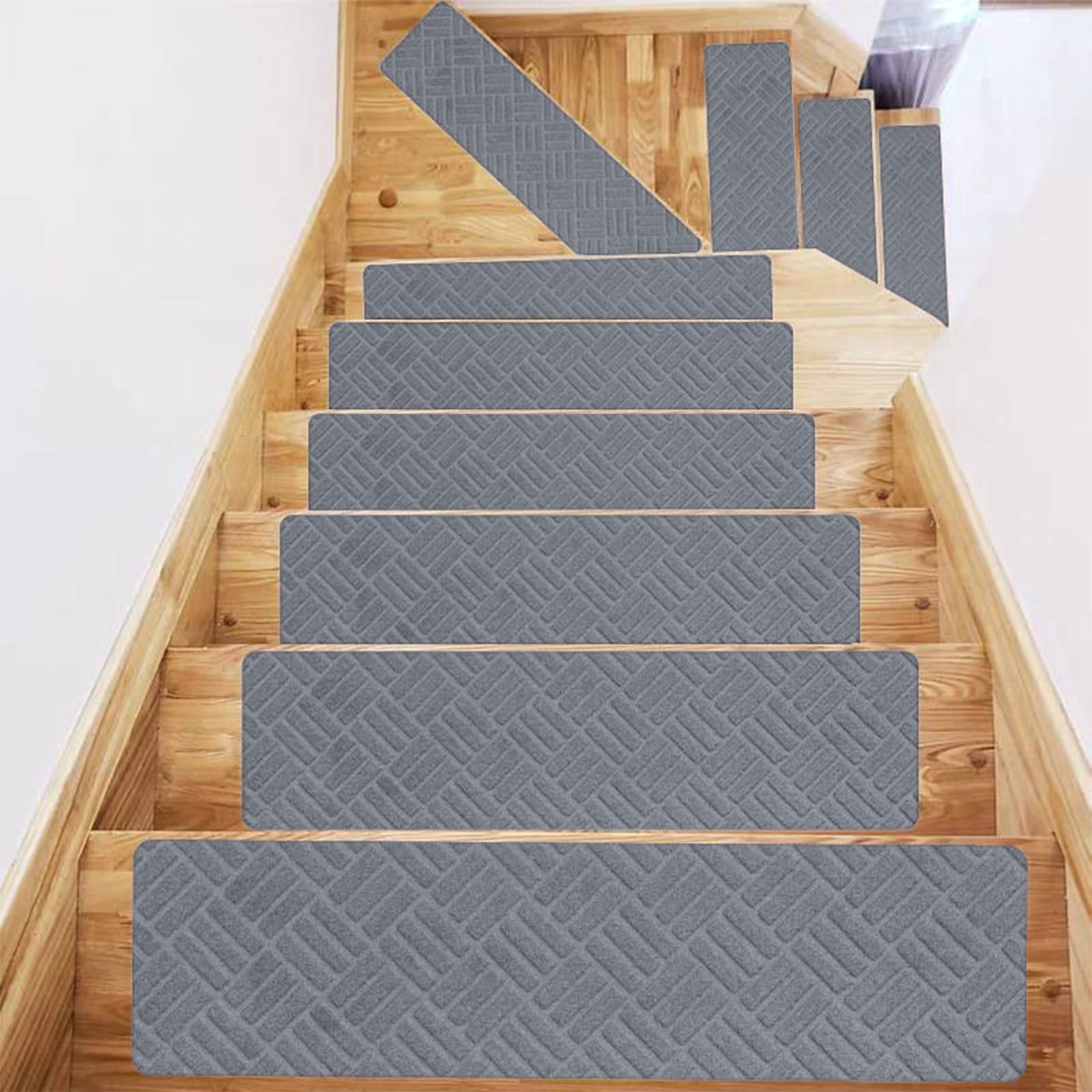 PALIFEUR Stair Treads for Wooden Steps, Soft Stair Treads, 8 x 30 Inch Reusable Carpet Stair Treads, Washable Stair Runners for Wooden Steps Non Slip Stair Rugs #11_Dark Gray - Image 5