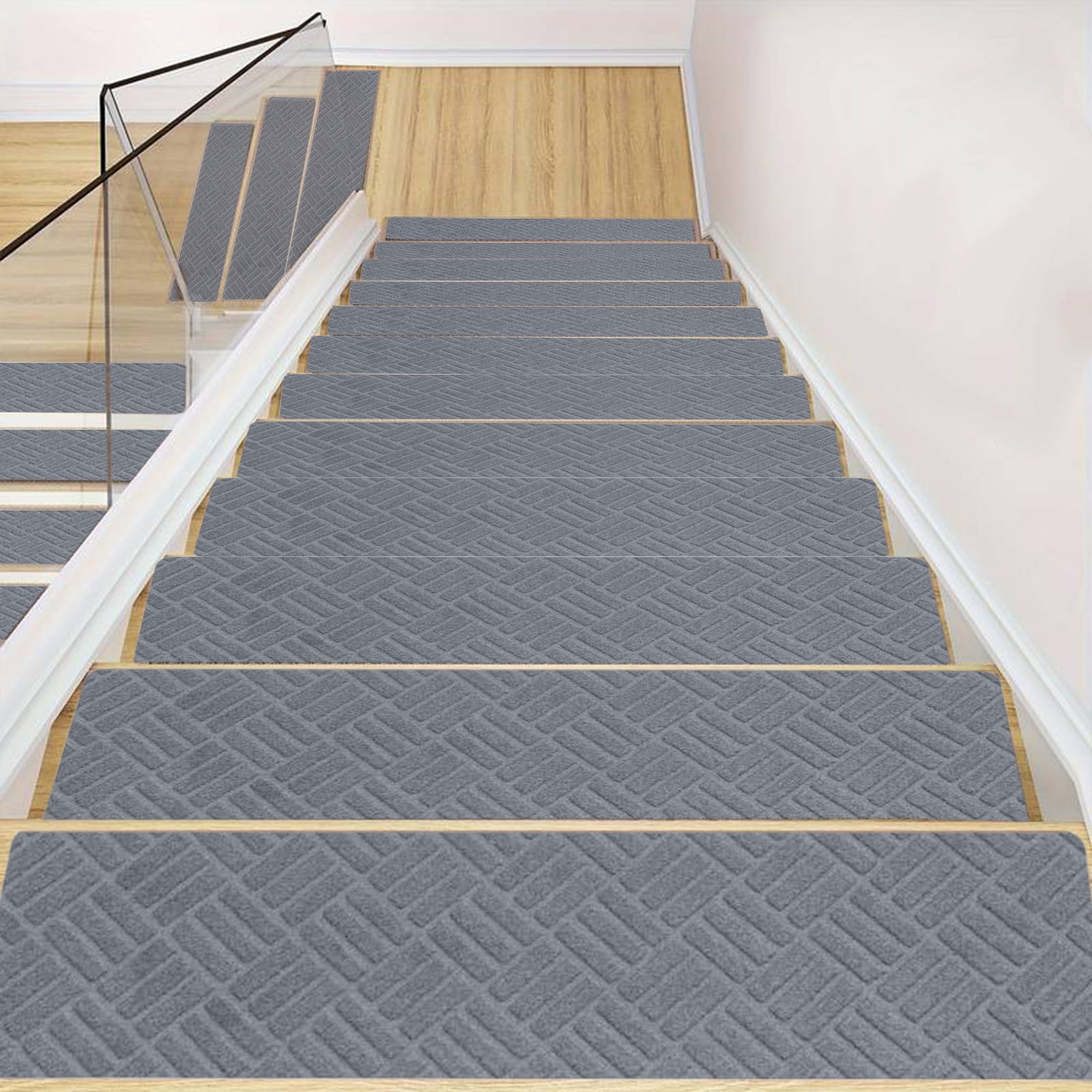 PALIFEUR Stair Treads for Wooden Steps, Soft Stair Treads, 8 x 30 Inch Reusable Carpet Stair Treads, Washable Stair Runners for Wooden Steps Non Slip Stair Rugs #11_Dark Gray - Image 7