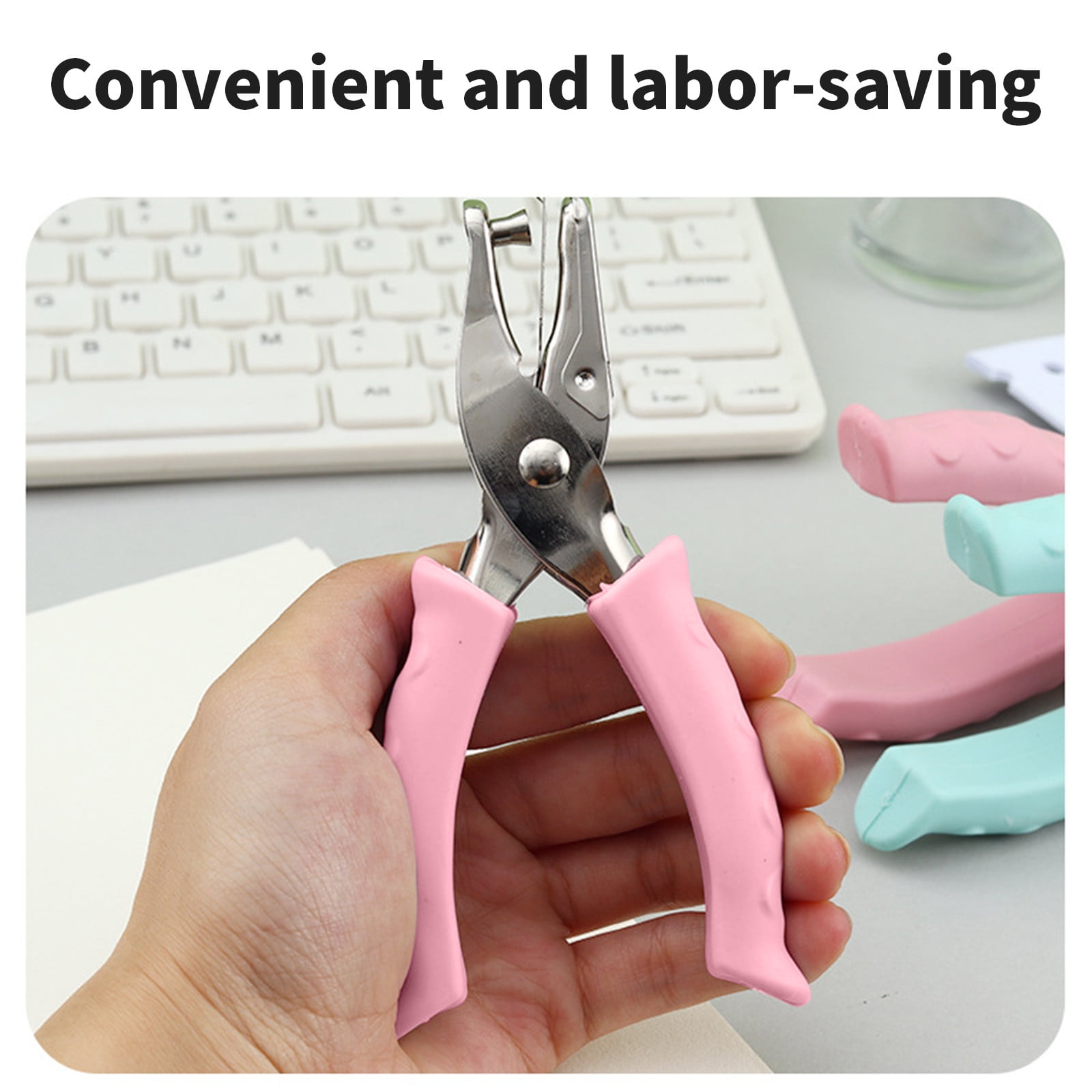 Tyidzon Single Hole Punch, Paper Punch Small Hole Paper Punch for Crafts, Scrapbooks, Handheld Hole Puncher for Paper Crafts in Home, Office, Classroom Pink - Image 5
