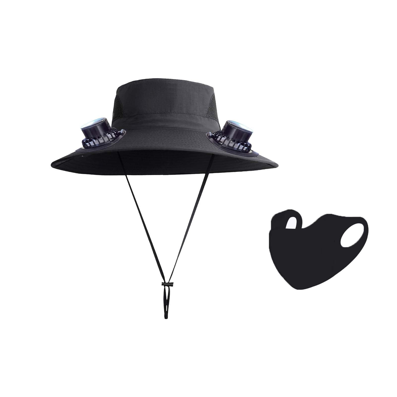 PALIFEUR Wide Brim Solar Fan Hat with 2 Solar Fan, Fan Built in Hat with Fans Solar Power, Solar Powered Fan Hat for Outdoor Fishing Travel, 3 Speed Adjustable Fan Hat Black - Image 3