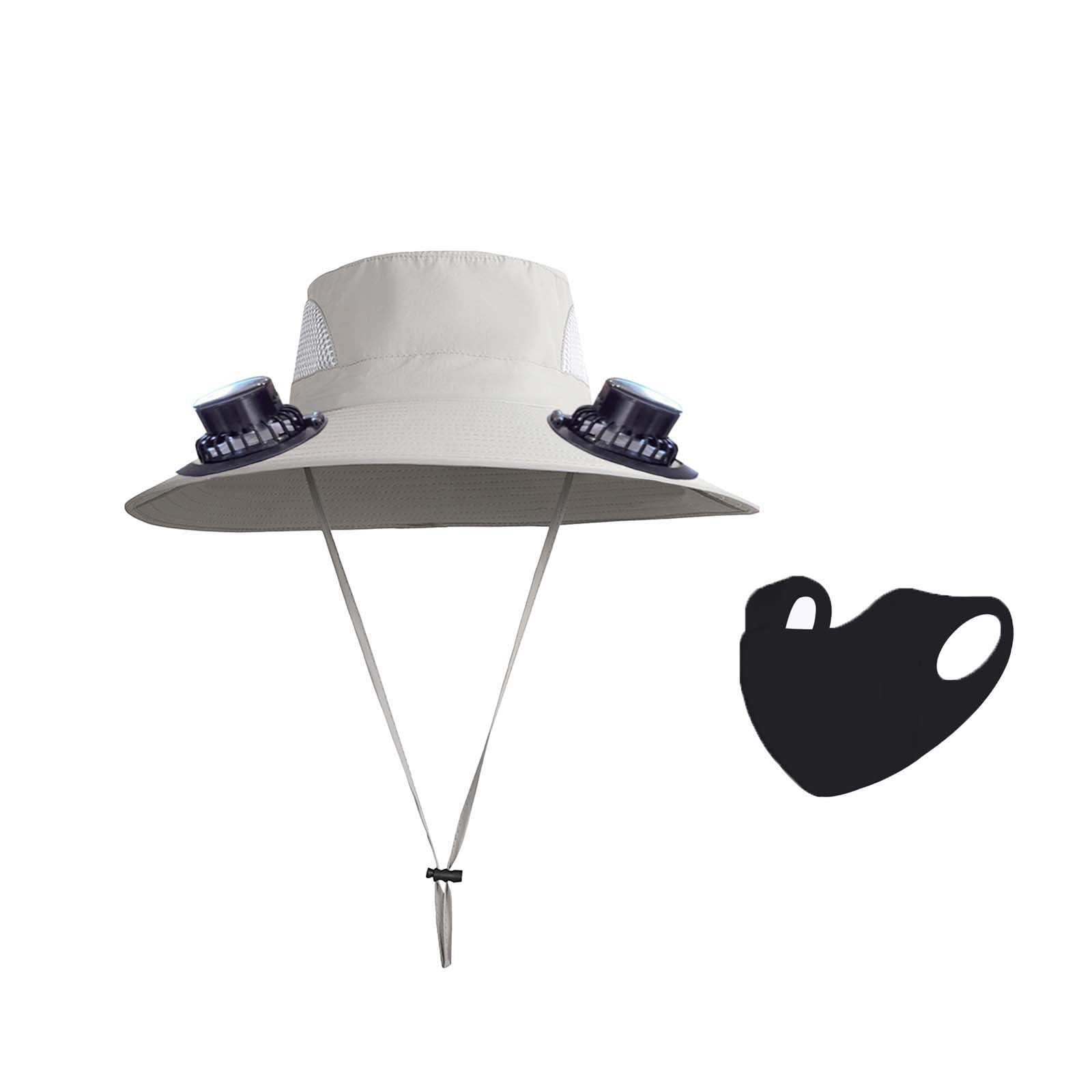 PALIFEUR Wide Brim Solar Fan Hat with 2 Solar Fan, Fan Built in Hat with Fans Solar Power, Solar Powered Fan Hat for Outdoor Fishing Travel, 3 Speed Adjustable Fan Hat Gray - Image 3