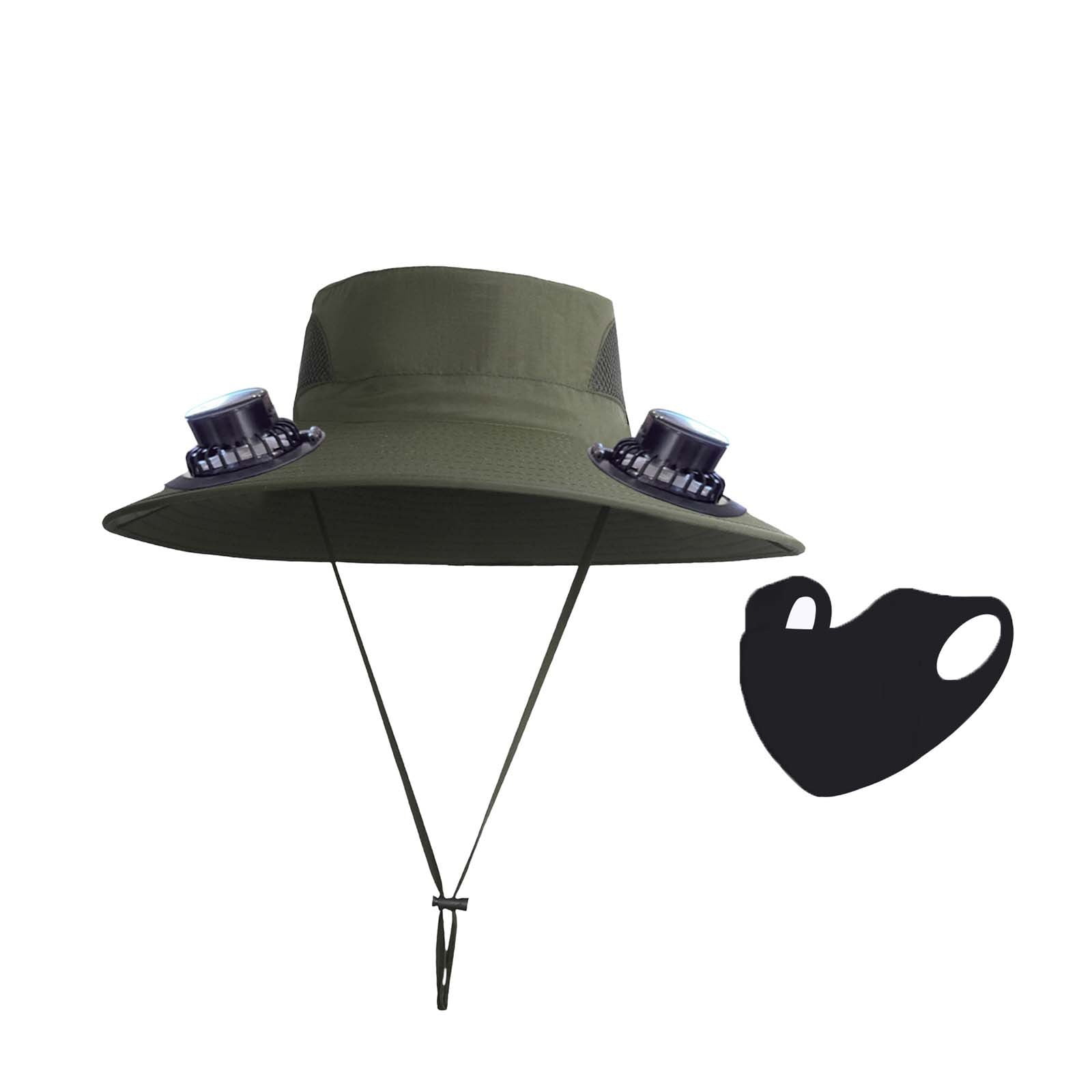 PALIFEUR Wide Brim Solar Fan Hat with 2 Solar Fan, Fan Built in Hat with Fans Solar Power, Solar Powered Fan Hat for Outdoor Fishing Travel, 3 Speed Adjustable Fan Hat Green - Image 3