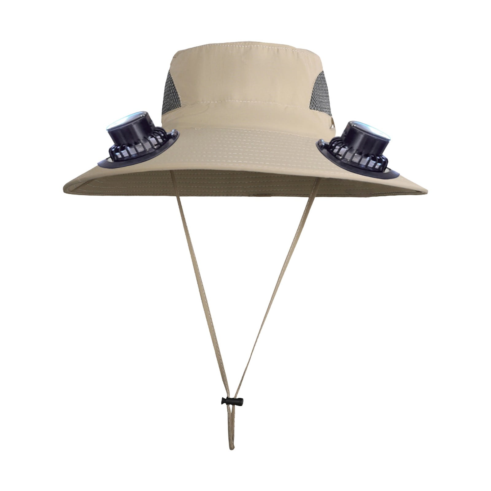 PALIFEUR Wide Brim Solar Fan Hat with 2 Solar Fan, Fan Built in Hat with Fans Solar Power, Solar Powered Fan Hat for Outdoor Fishing Travel, 3 Speed Adjustable Fan Hat White - Image 2