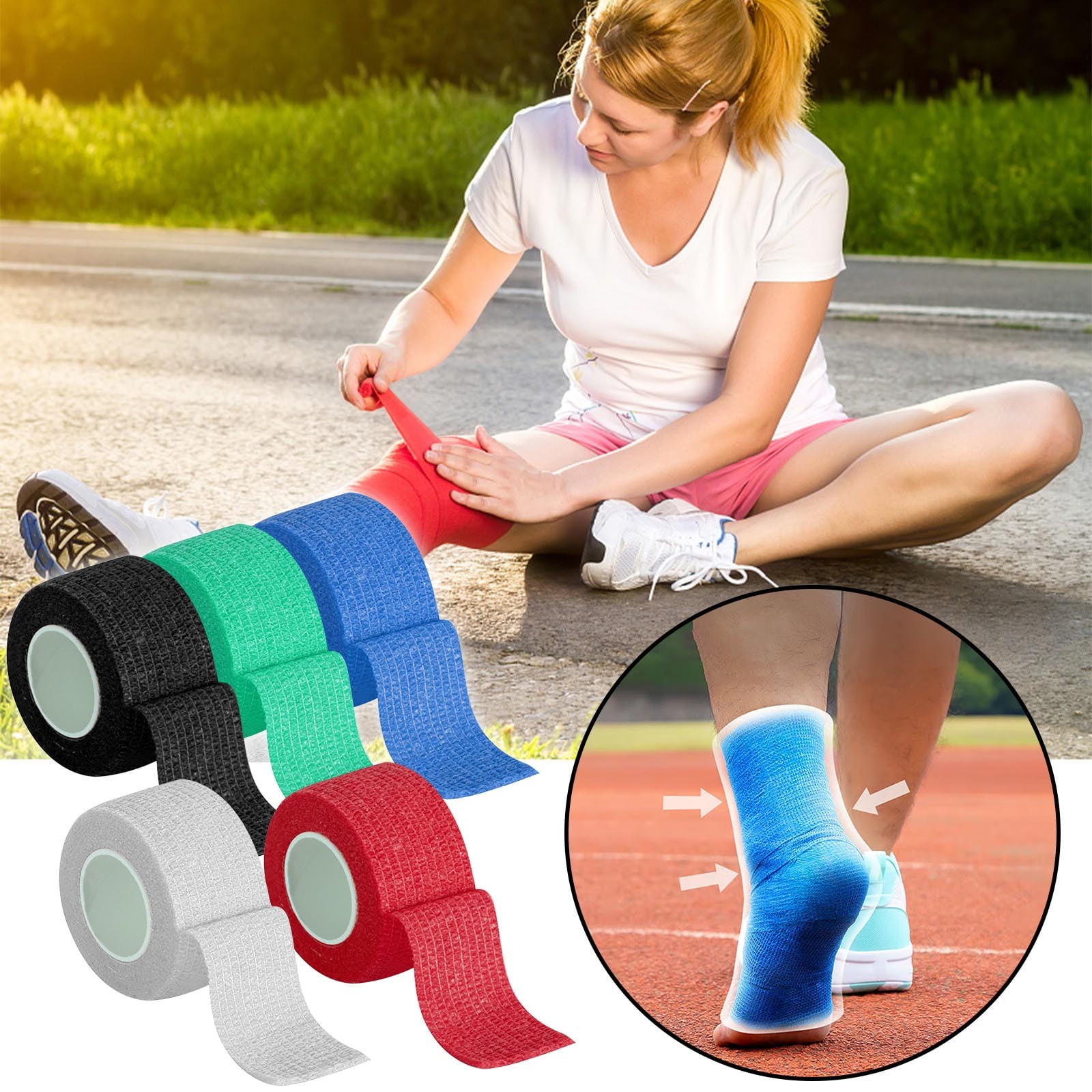 Tyidzon 3 Rolls Kinesiology Tape, 3 Colors 1 Inch x 14.8 Feet Athletic Tape, Elastic Muscle Tape, Sports Tape, Thumb, Finger, Wrist, Ankle, Knee Tape for Exercise and Daily Use Green - Image 1