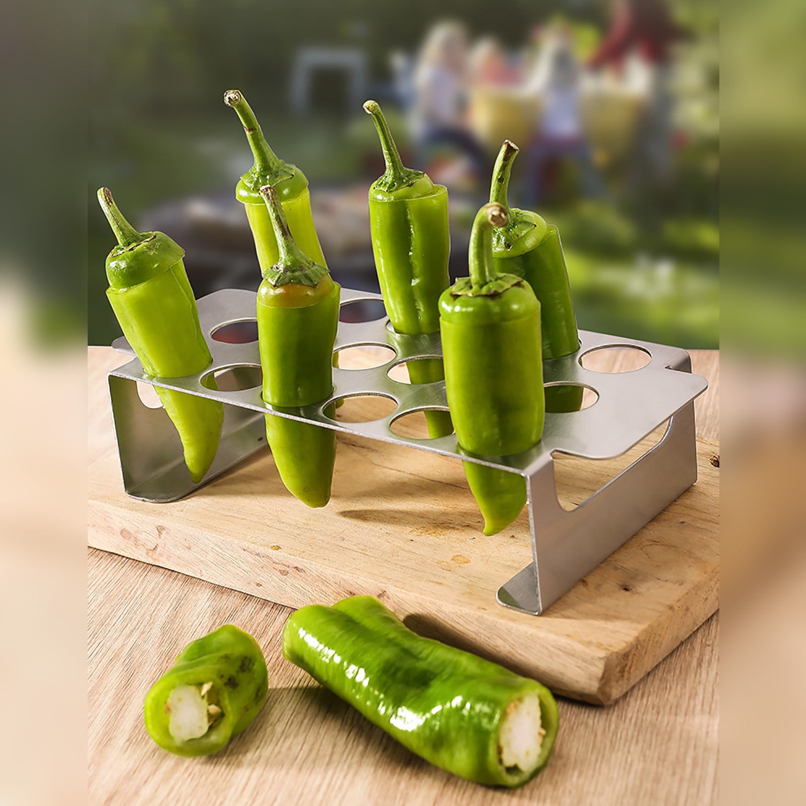 Tyidzon 18 Hole Jalapeno Popper Holder for Grill, Grilling Accessories with Handle, Stainless Steel Barbecue Chili Pepper Grill Rack, BBQ Accessories silver - Image 5