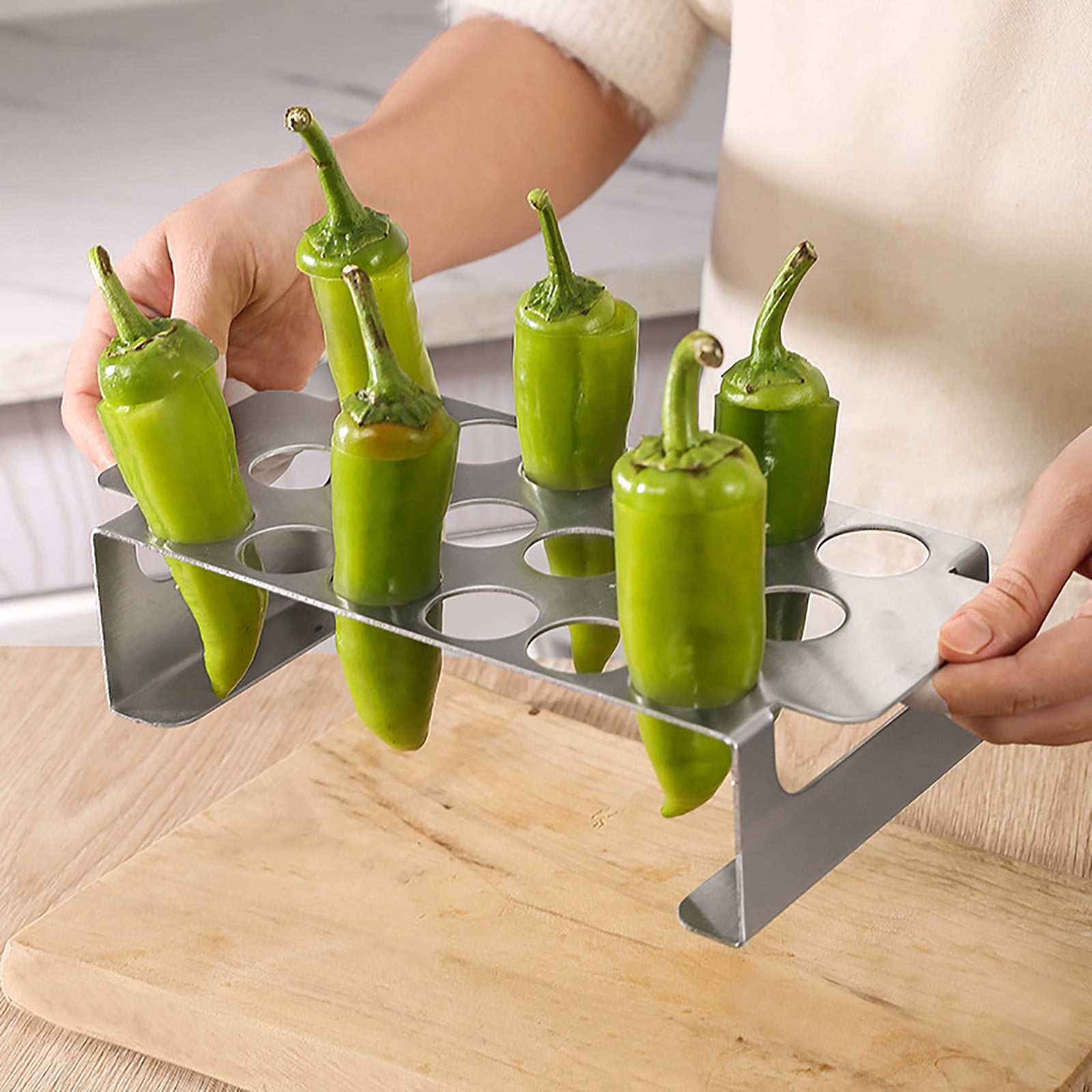 Tyidzon 18 Hole Jalapeno Popper Holder for Grill, Grilling Accessories with Handle, Stainless Steel Barbecue Chili Pepper Grill Rack, BBQ Accessories silver - Image 8