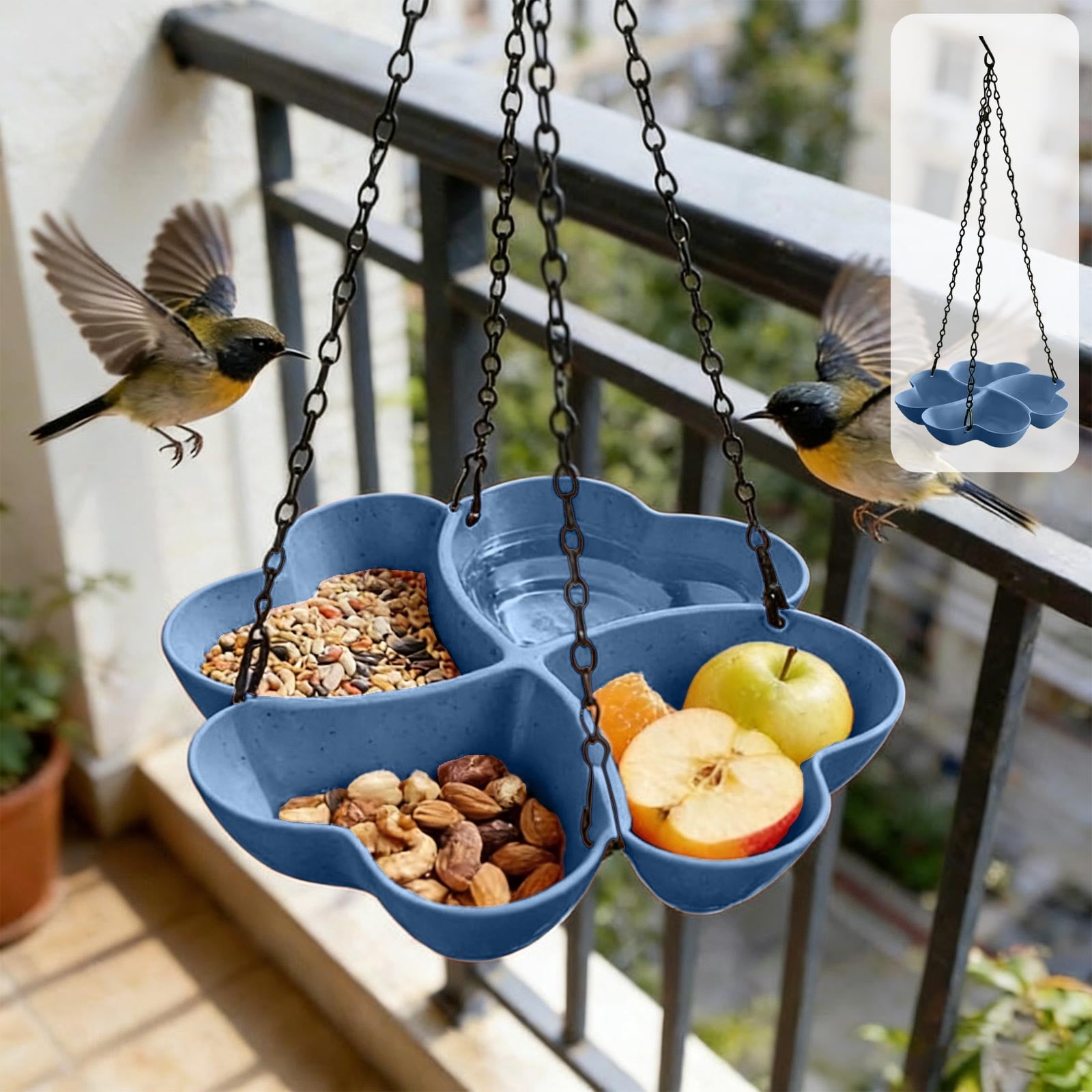 PALIFEUR Bird Feeders for Outdoors Hanging Bird Feeder Wild Birds Feeder, Birdfeeders Outside Hanging, Wild Small Large Bowl Feeders for Garden (Diameter 15.7