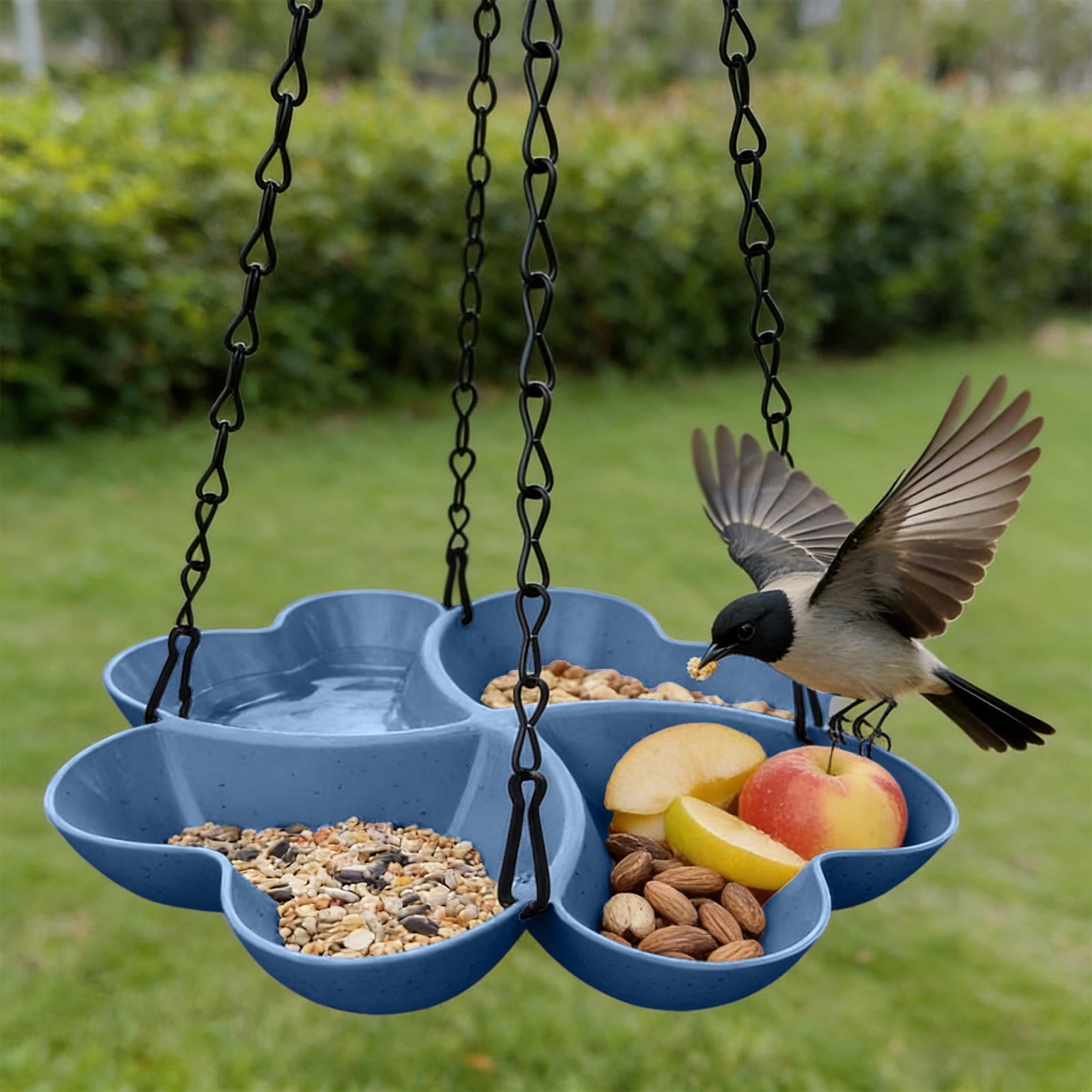 PALIFEUR Bird Feeders for Outdoors Hanging Bird Feeder Wild Birds Feeder, Birdfeeders Outside Hanging, Wild Small Large Bowl Feeders for Garden (Diameter 15.7
