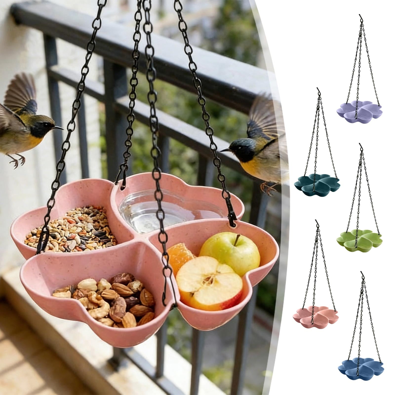 PALIFEUR Bird Feeders for Outdoors Hanging Bird Feeder Wild Birds Feeder, Birdfeeders Outside Hanging, Wild Small Large Bowl Feeders for Garden (Diameter 15.7