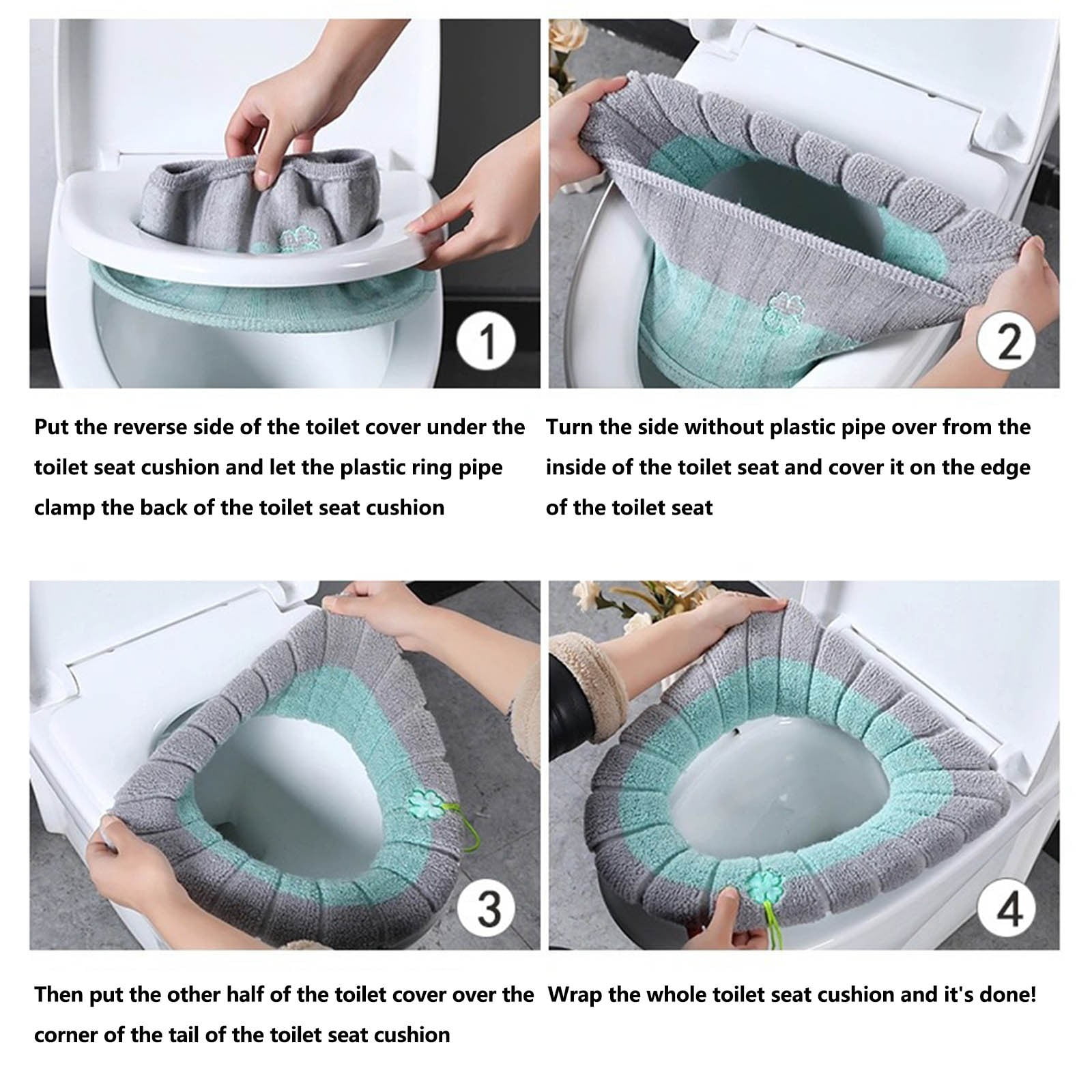 PALIFEUR Toilet Seat Cushion, Soft Thicker Knitting Cotton Bathroom Toilet Seat Cover, Non Slip Warmer Comfortable Seat Cushions with Memory Foam, Washable Reusable Toilet Seat Covers Coffee - Image 4