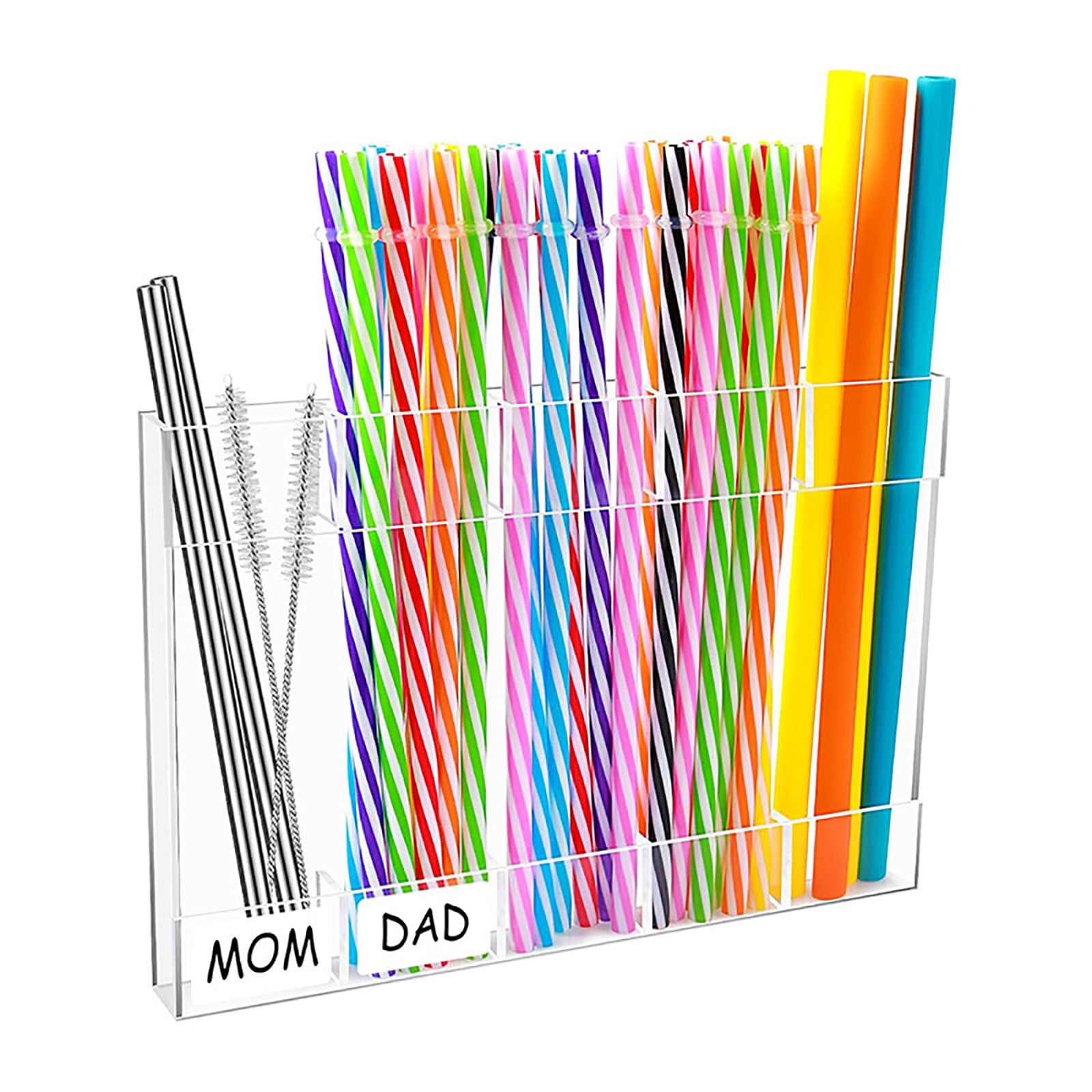 Tyidzon Acrylic Straw Holder for Cabinet, Reusable Tumbler Straw Organizer Storage Container Straw Holder for Counter Cabinet Cupboard Kitchen Clear - Image 2