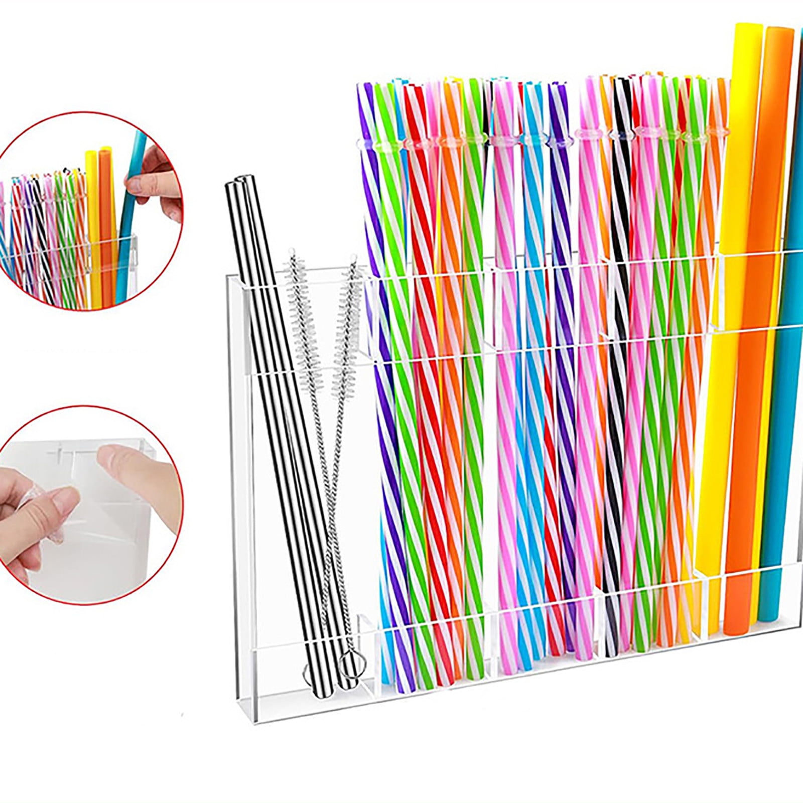 Tyidzon Acrylic Straw Holder for Cabinet, Reusable Tumbler Straw Organizer Storage Container Straw Holder for Counter Cabinet Cupboard Kitchen Clear - Image 3