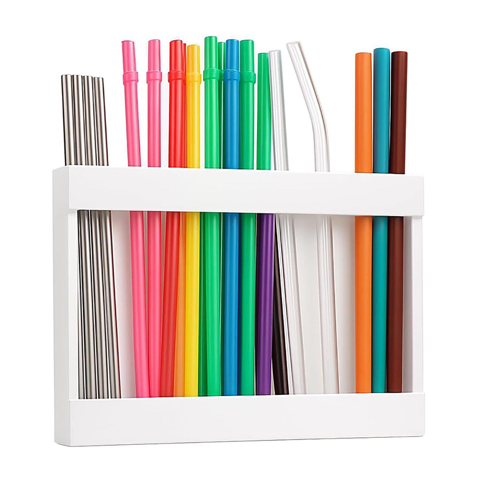 Tyidzon Acrylic Straw Holder for Cabinet, Reusable Tumbler Straw Organizer Storage Container Straw Holder for Counter Cabinet Cupboard Kitchen White - Image 2
