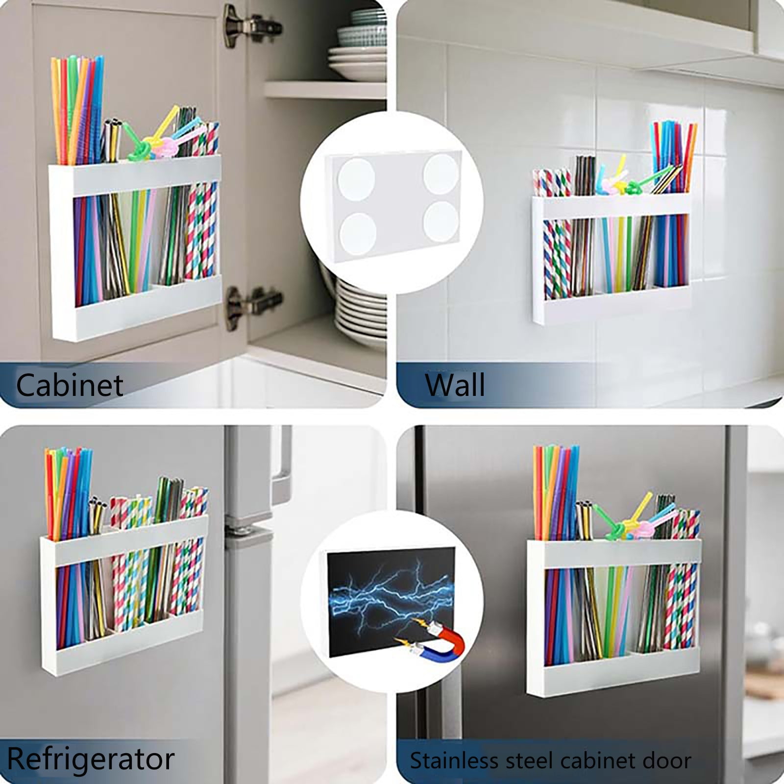Tyidzon Acrylic Straw Holder for Cabinet, Reusable Tumbler Straw Organizer Storage Container Straw Holder for Counter Cabinet Cupboard Kitchen White - Image 6
