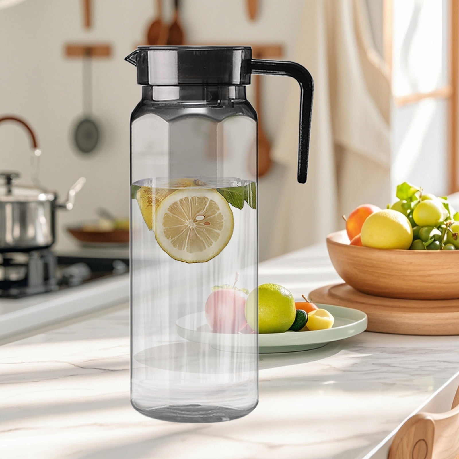 PALIFEUR Water Pitcher with Lid, 2 L Plastic Pitcher for Tea & Juice Water, Hot/Cold Water Jug, Tea Pitcher, Juice Pitcher, 13.5 x 7.2 x 4.7 Inch Z-2-Gray - Image 1