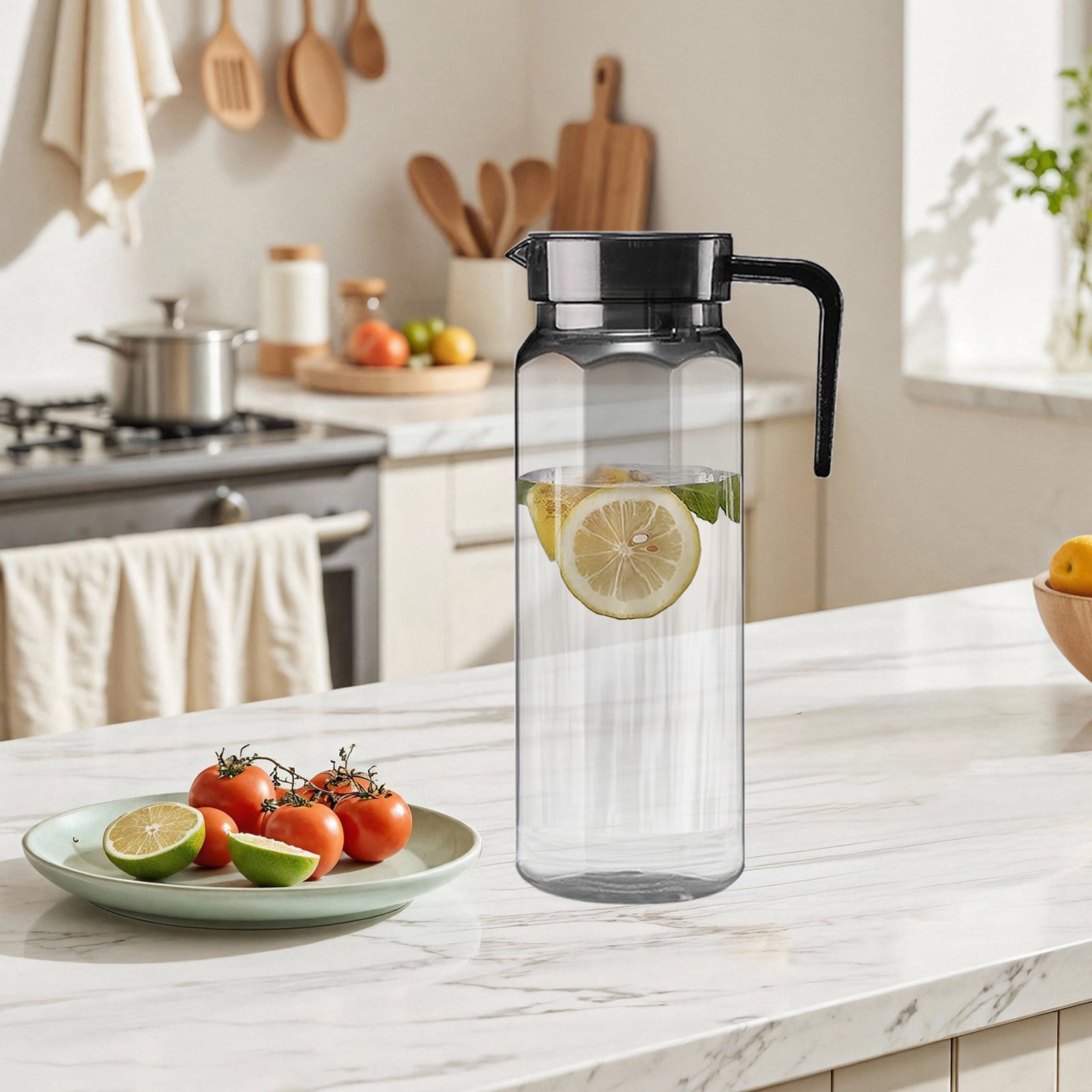 PALIFEUR Water Pitcher with Lid, 2 L Plastic Pitcher for Tea & Juice Water, Hot/Cold Water Jug, Tea Pitcher, Juice Pitcher, 13.5 x 7.2 x 4.7 Inch Z-2-Gray - Image 5