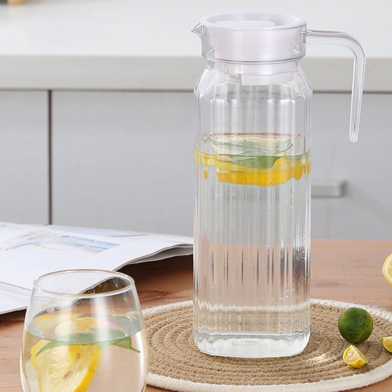 PALIFEUR Water Pitcher with Lid, 2 L Plastic Pitcher for Tea & Juice Water, Hot/Cold Water Jug, Tea Pitcher, Juice Pitcher, 13.5 x 7.2 x 4.7 Inch Z-3-Clear - Image 4